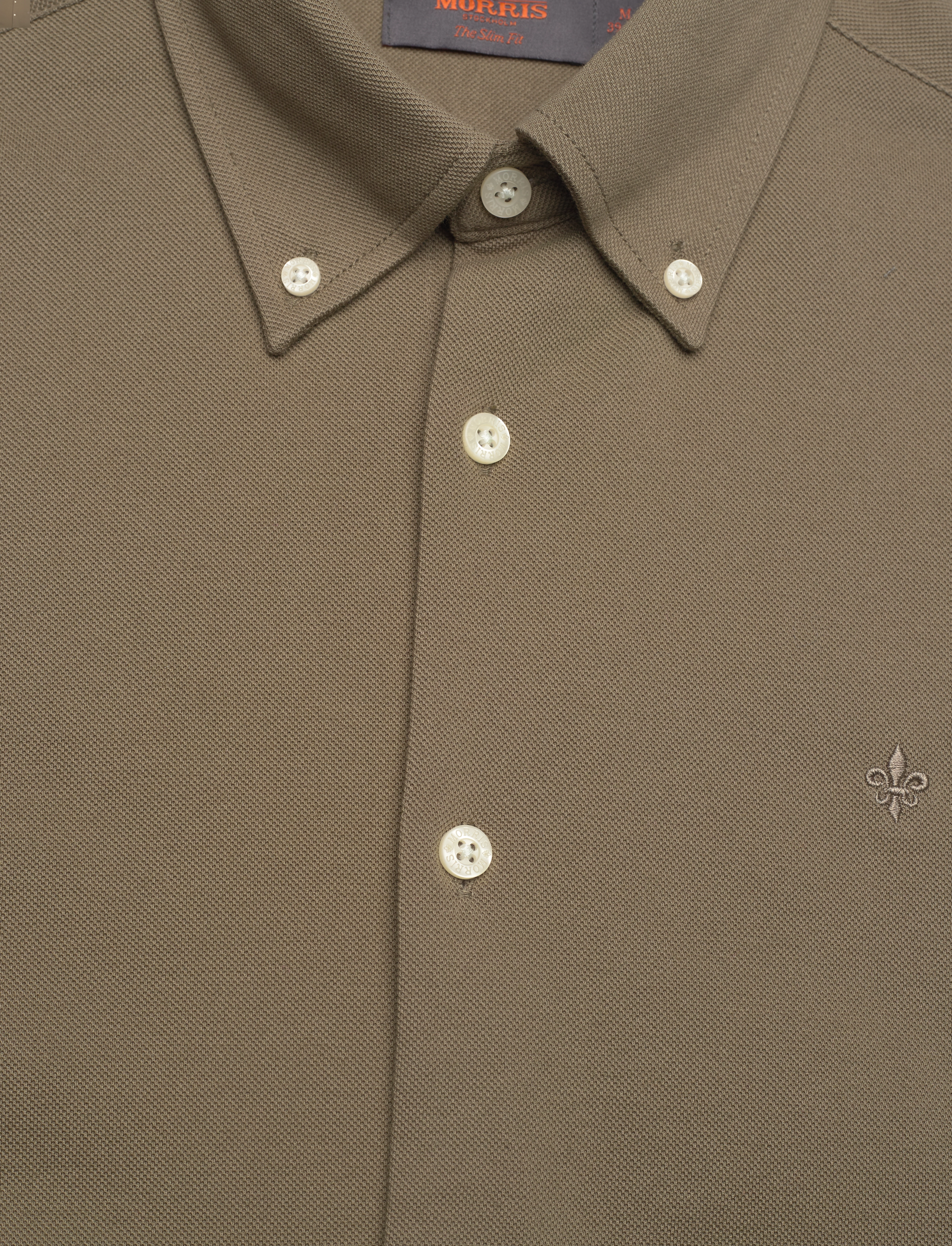 Morris - Eddie Pique Shirt - Slim Fit - oxford skjorter - olive - 2
