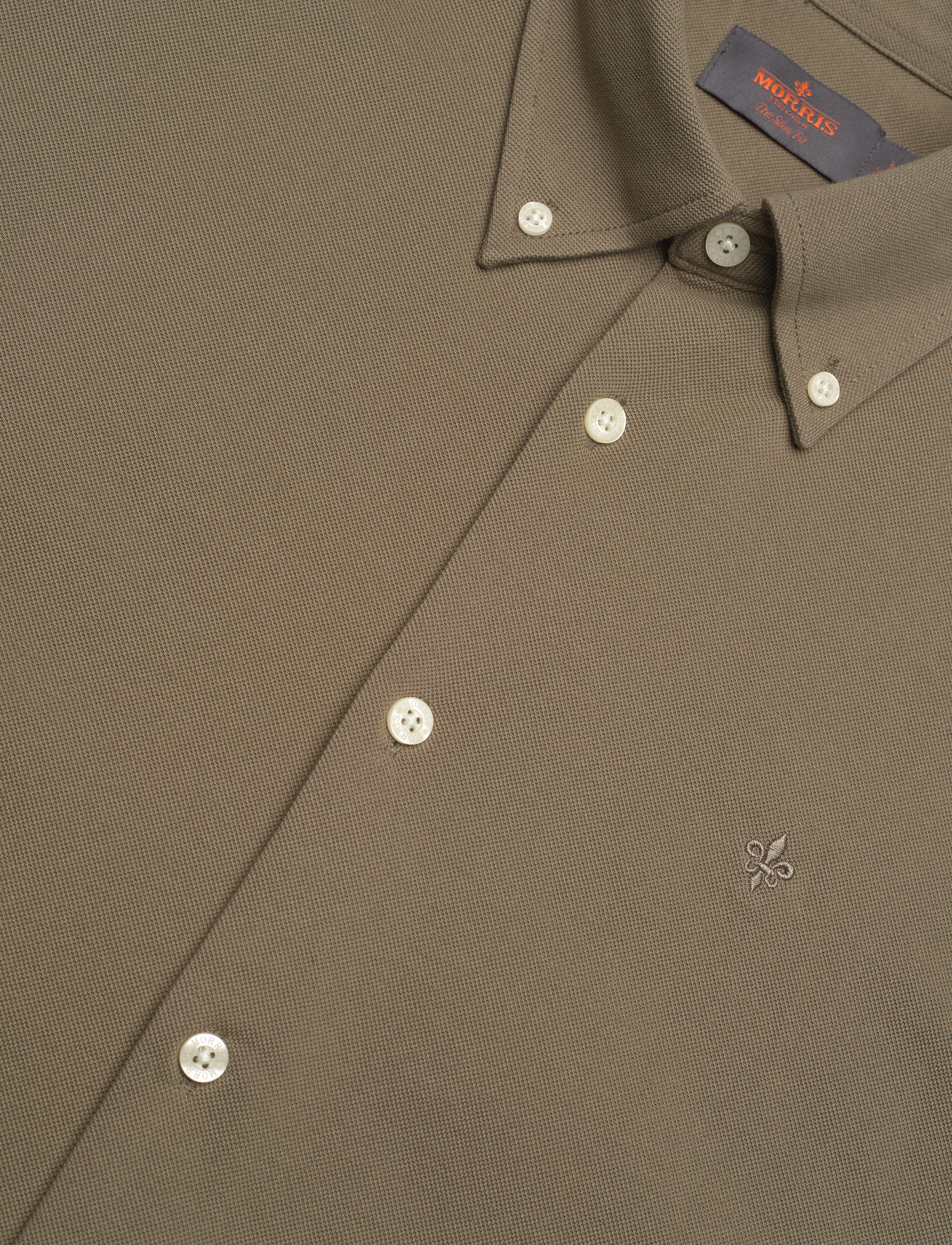 Morris - Eddie Pique Shirt - Slim Fit - oxford skjorter - olive - 3