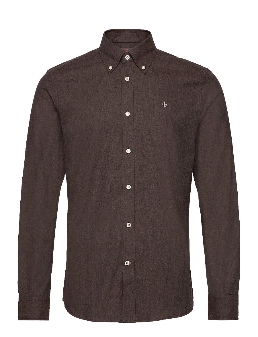 Morris - Watts Flannel Shirt-Slim Fit - oxford shirts - brown - 0