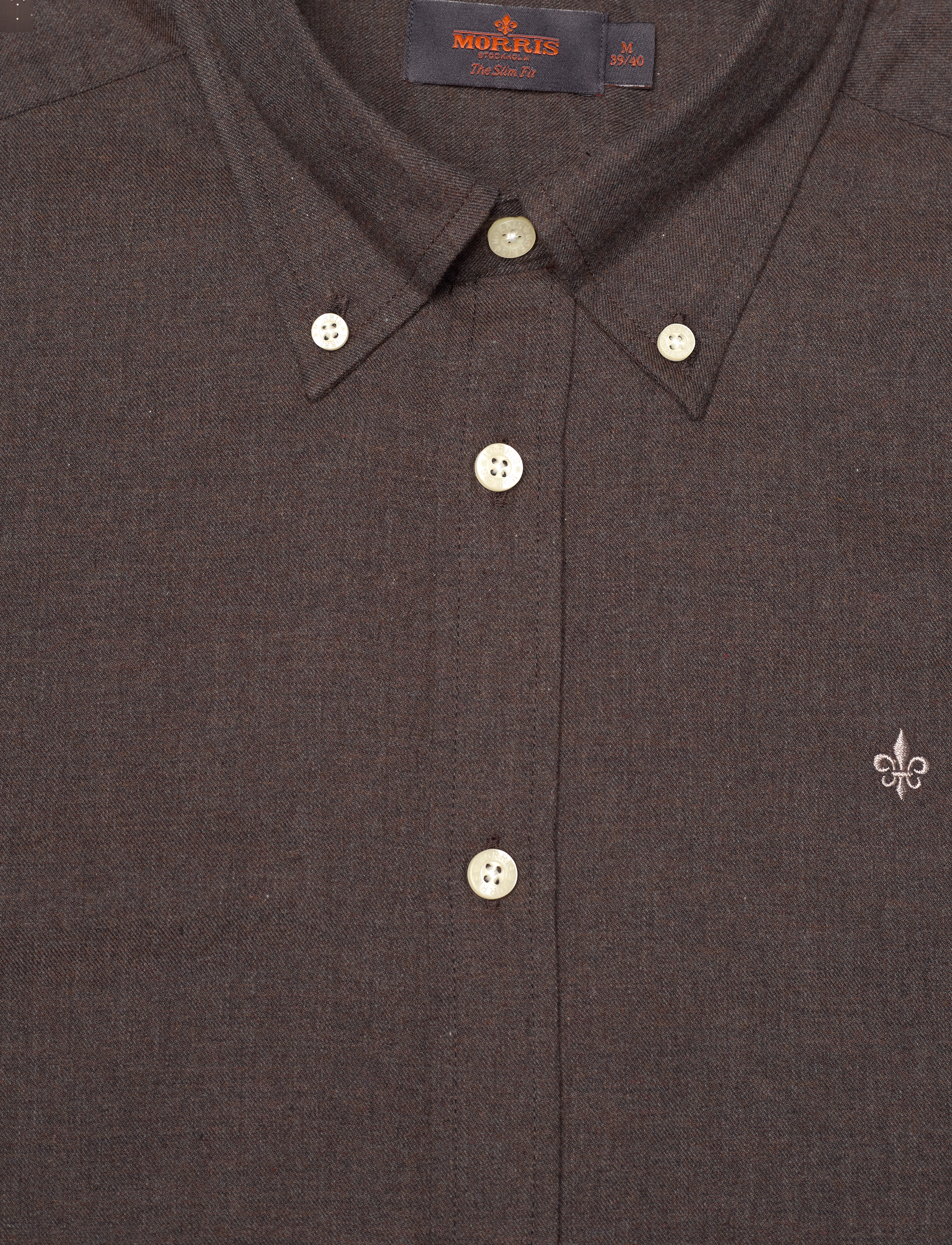 Morris - Watts Flannel Shirt-Slim Fit - oxford shirts - brown - 2