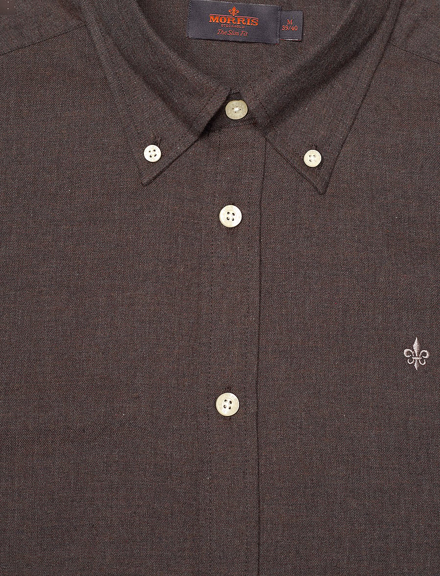 Morris - Watts Flannel Shirt-Slim Fit - oxford shirts - brown - 2