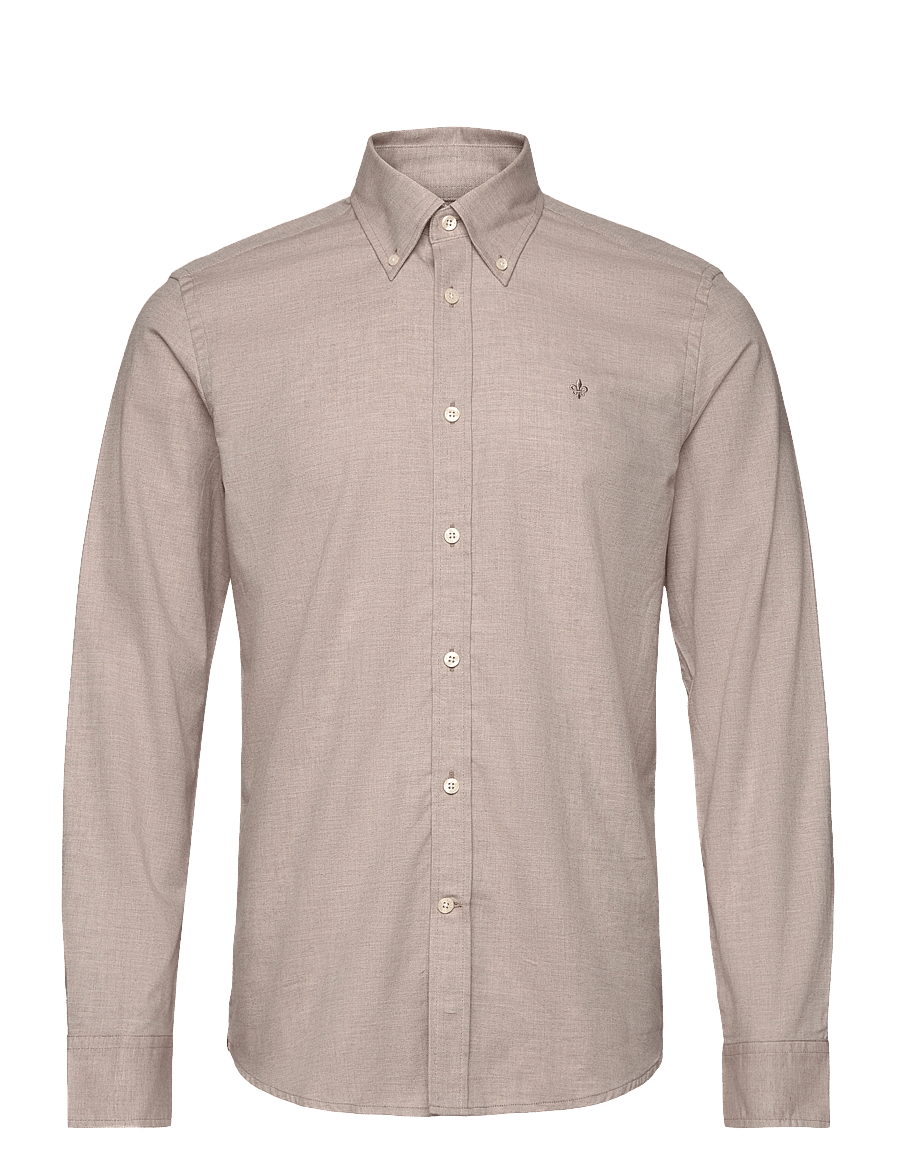 Morris - Watts Flannel Shirt-Slim Fit - oxford shirts - khaki - 0