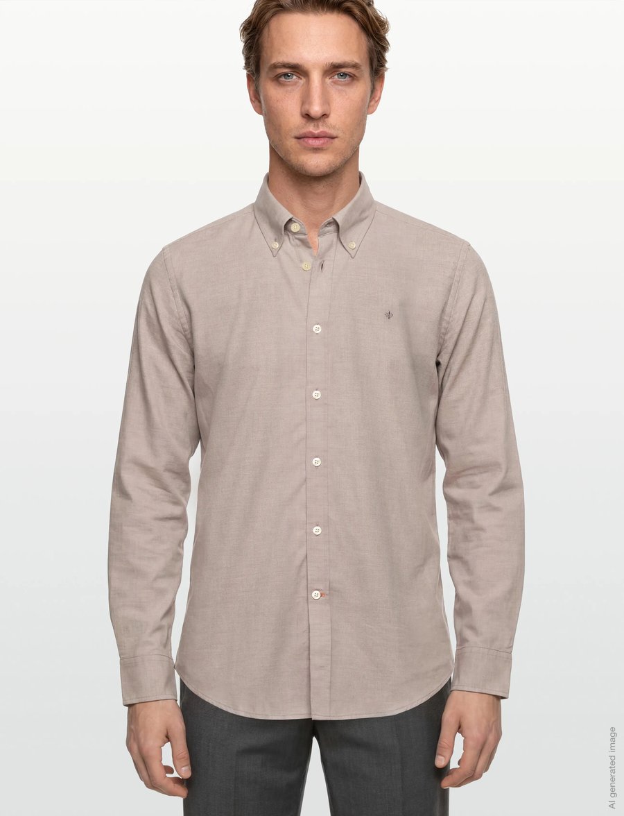 Morris - Watts Flannel Shirt-Slim Fit - oxford-hemden - khaki - 3