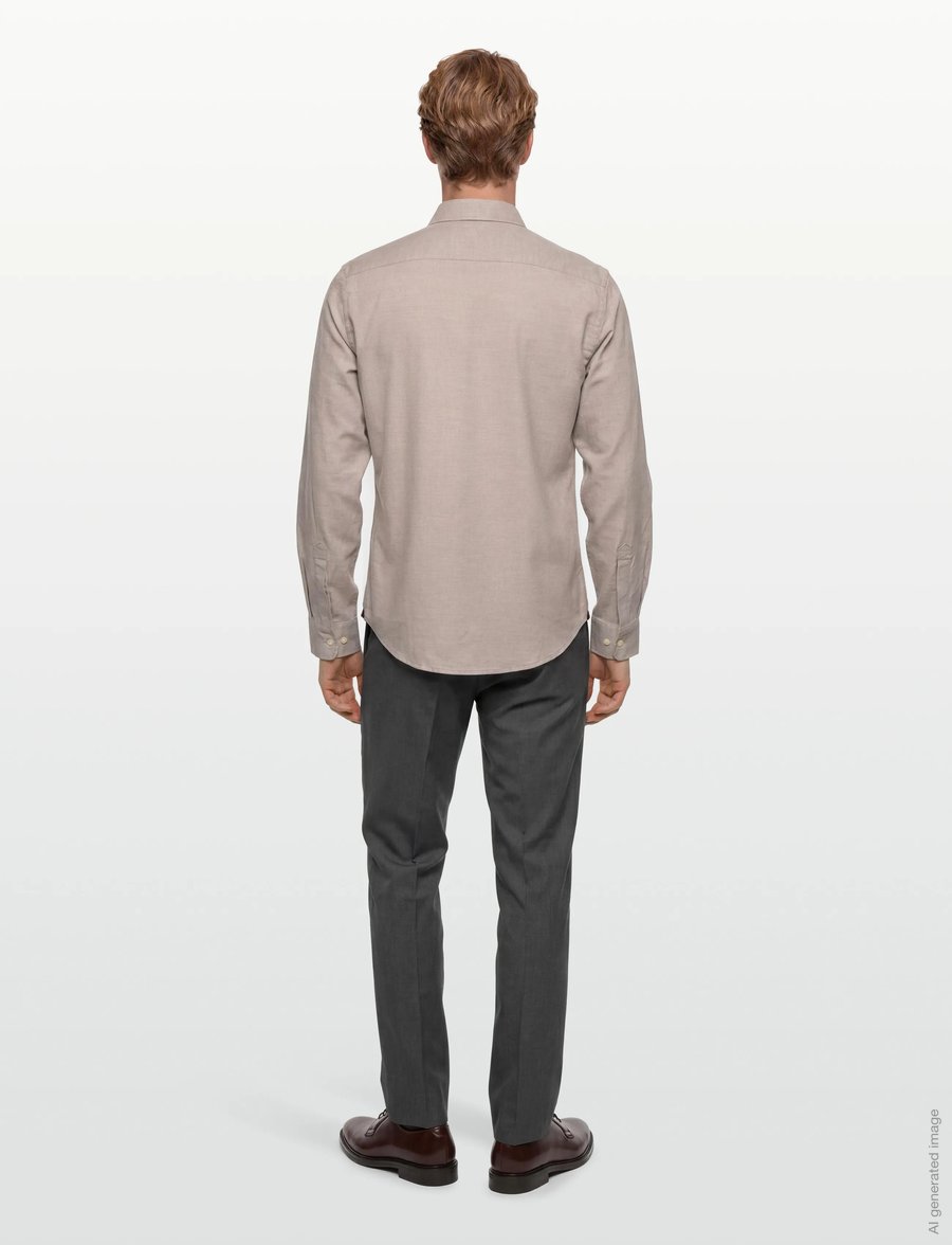 Morris - Watts Flannel Shirt-Slim Fit - oxford-hemden - khaki - 4