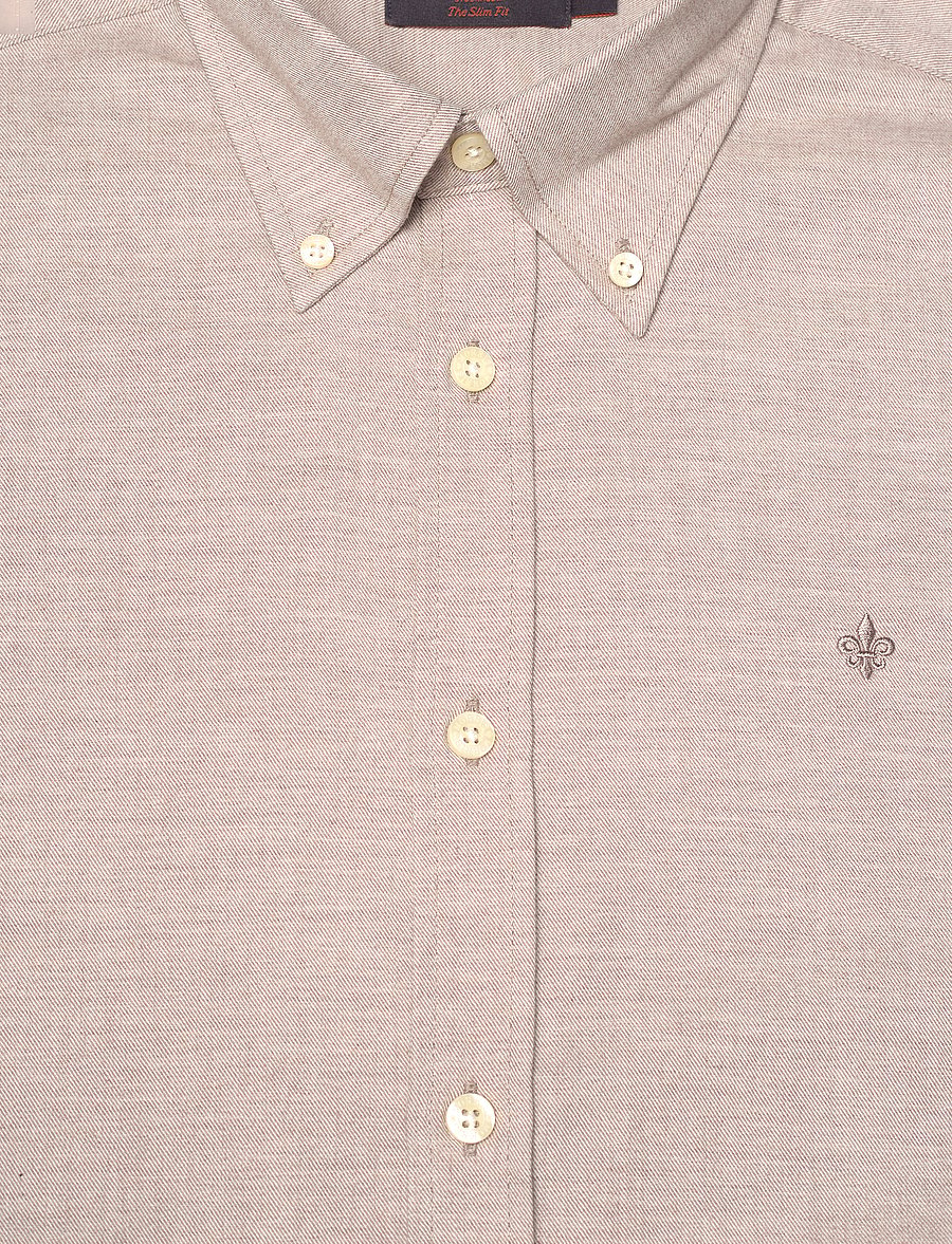 Morris - Watts Flannel Shirt-Slim Fit - oxford shirts - khaki - 2