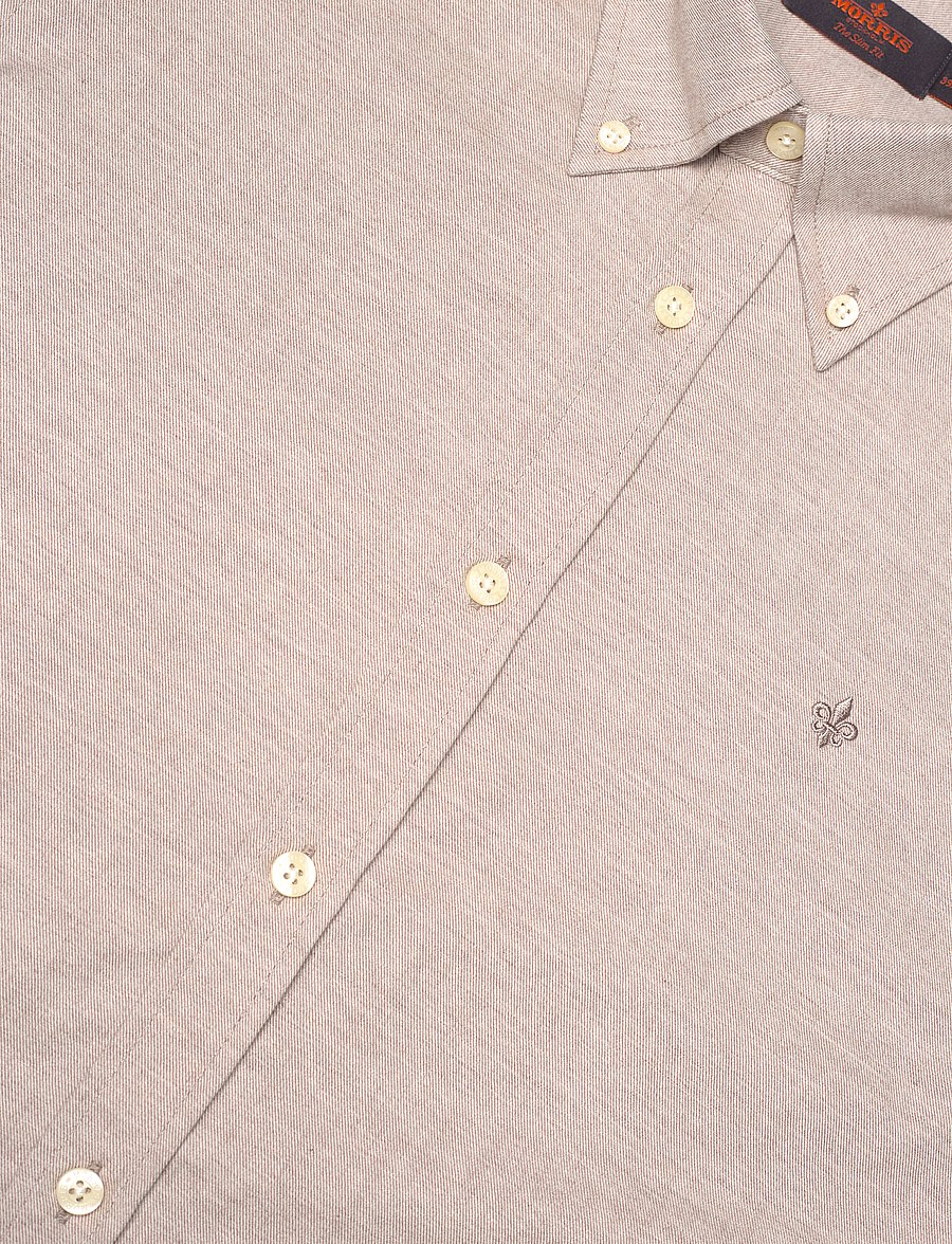 Morris - Watts Flannel Shirt-Slim Fit - oxford shirts - khaki - 3