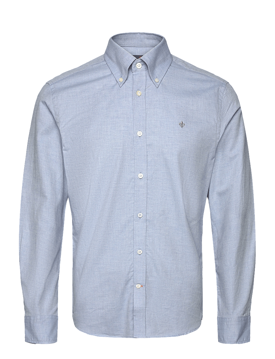 Morris - Watts Flannel Shirt-Slim Fit - oxford shirts - light blue - 0