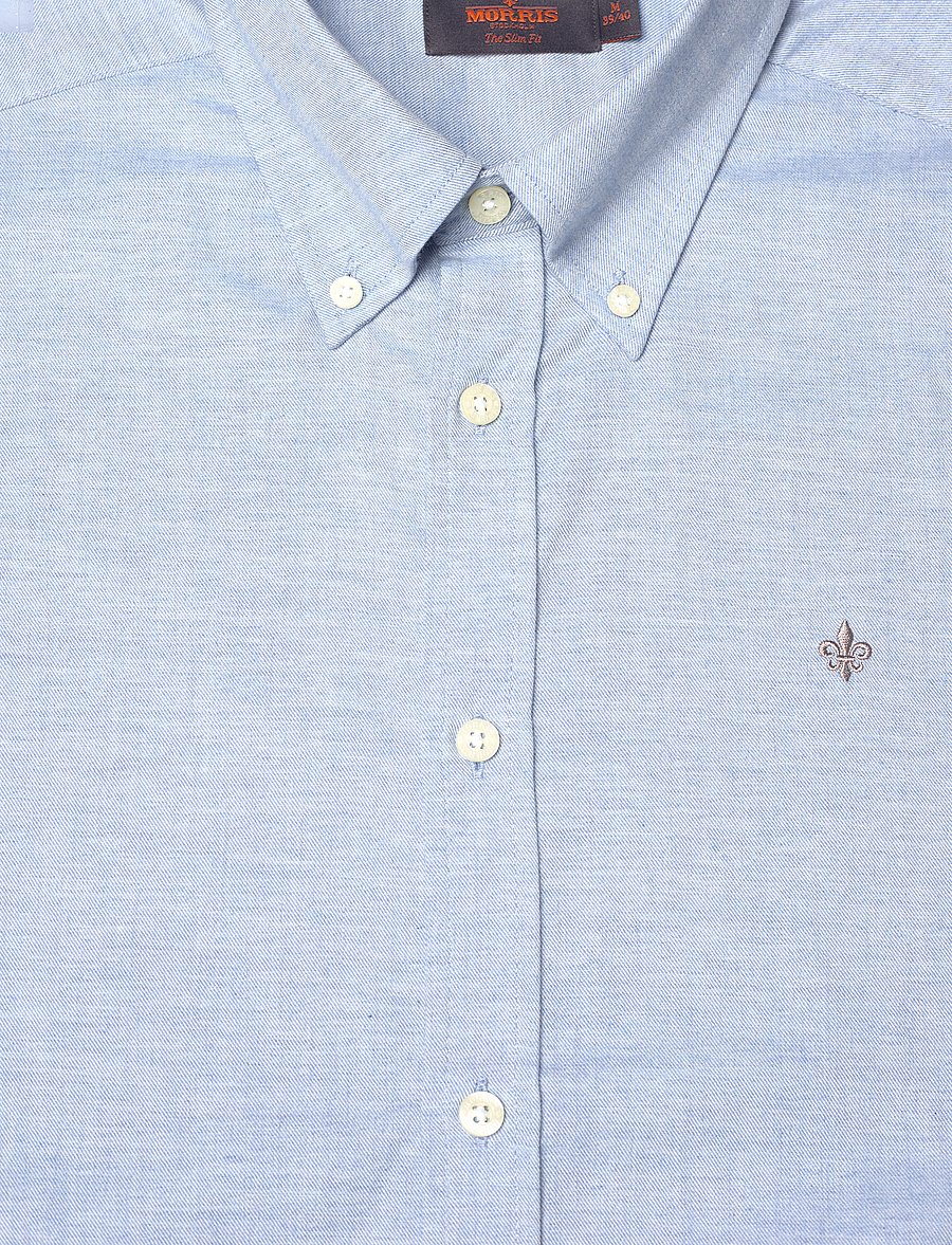 Morris - Watts Flannel Shirt-Slim Fit - oxford shirts - light blue - 2