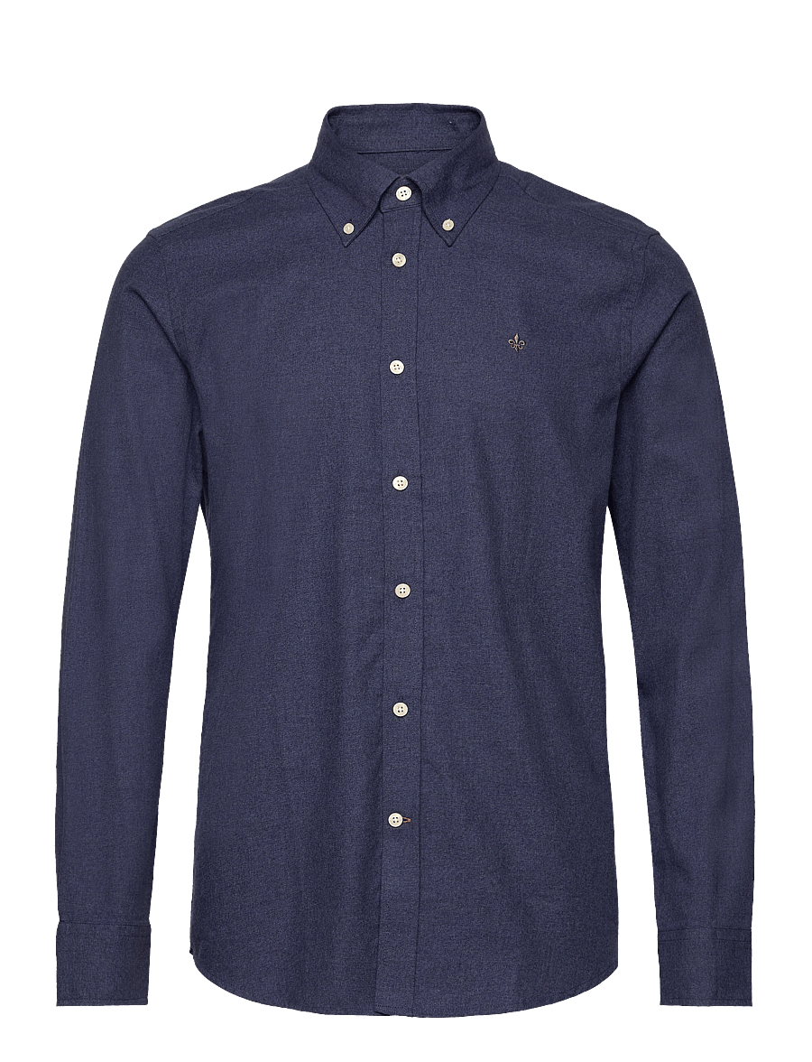 Morris - Watts Flannel Shirt-Slim Fit - oxford shirts - navy - 0