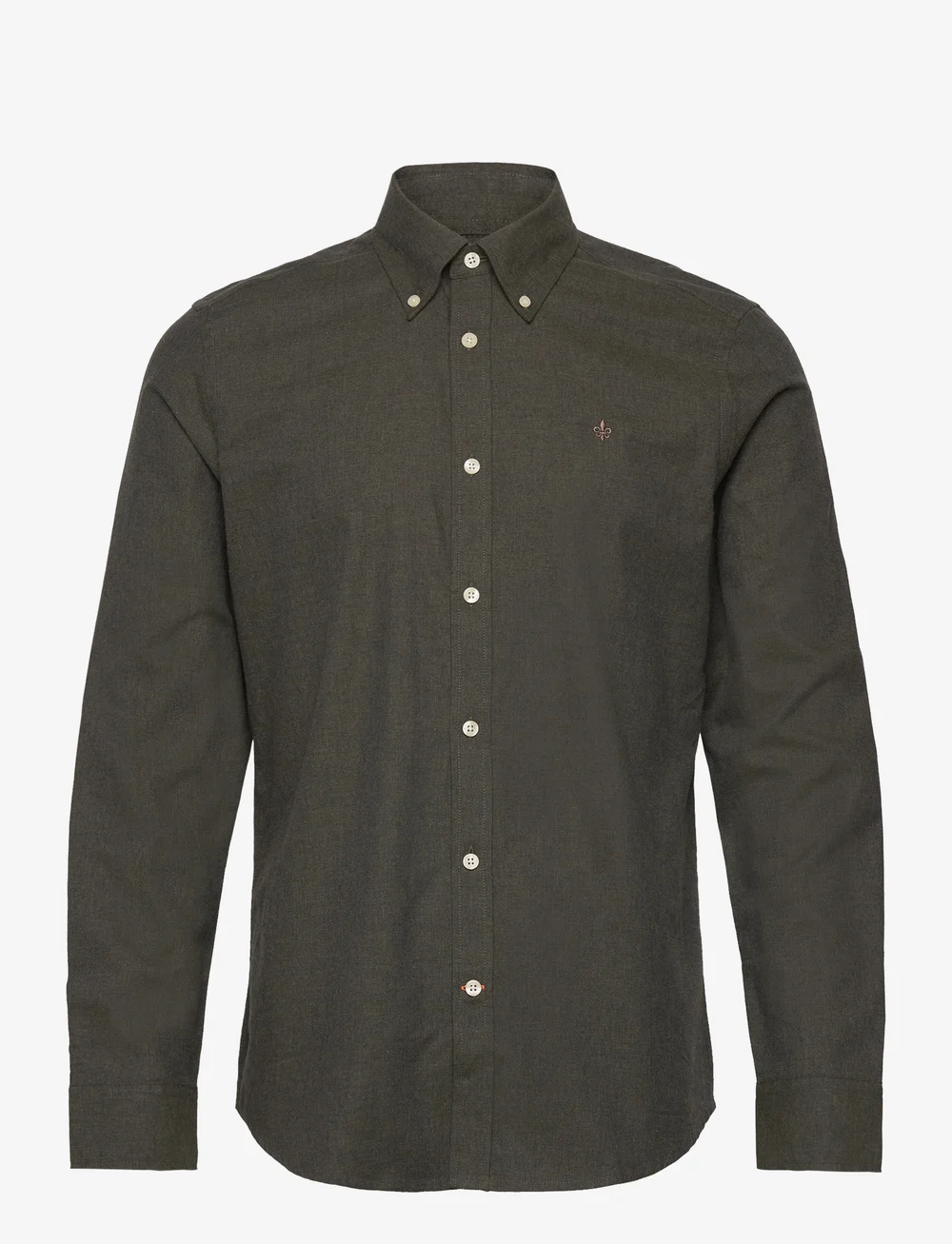 Morris - Watts Flannel Shirt-Slim Fit - oxford skjorter - olive - 0