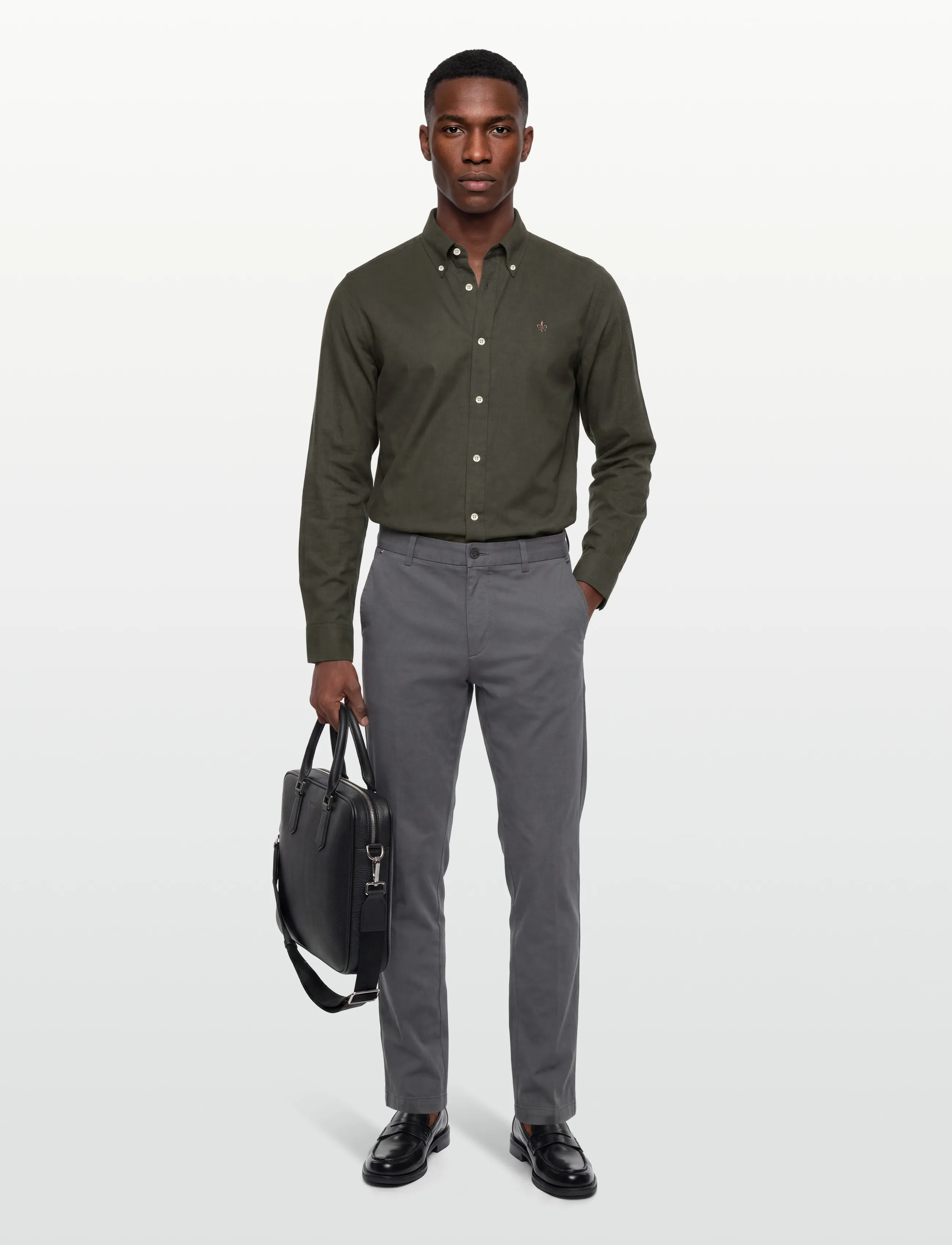 Morris - Watts Flannel Shirt-Slim Fit - men - olive - 0