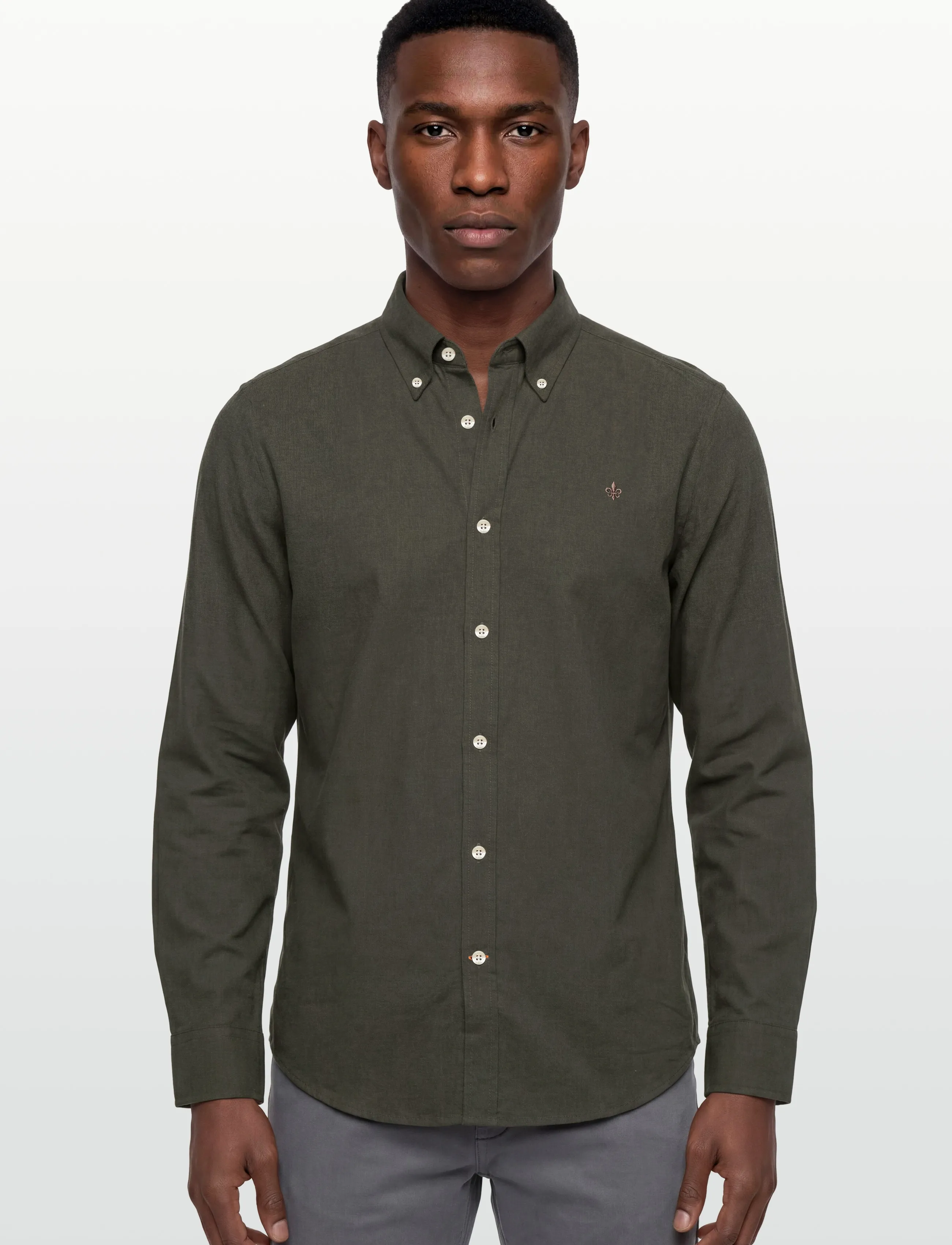 Morris - Watts Flannel Shirt-Slim Fit - men - olive - 3