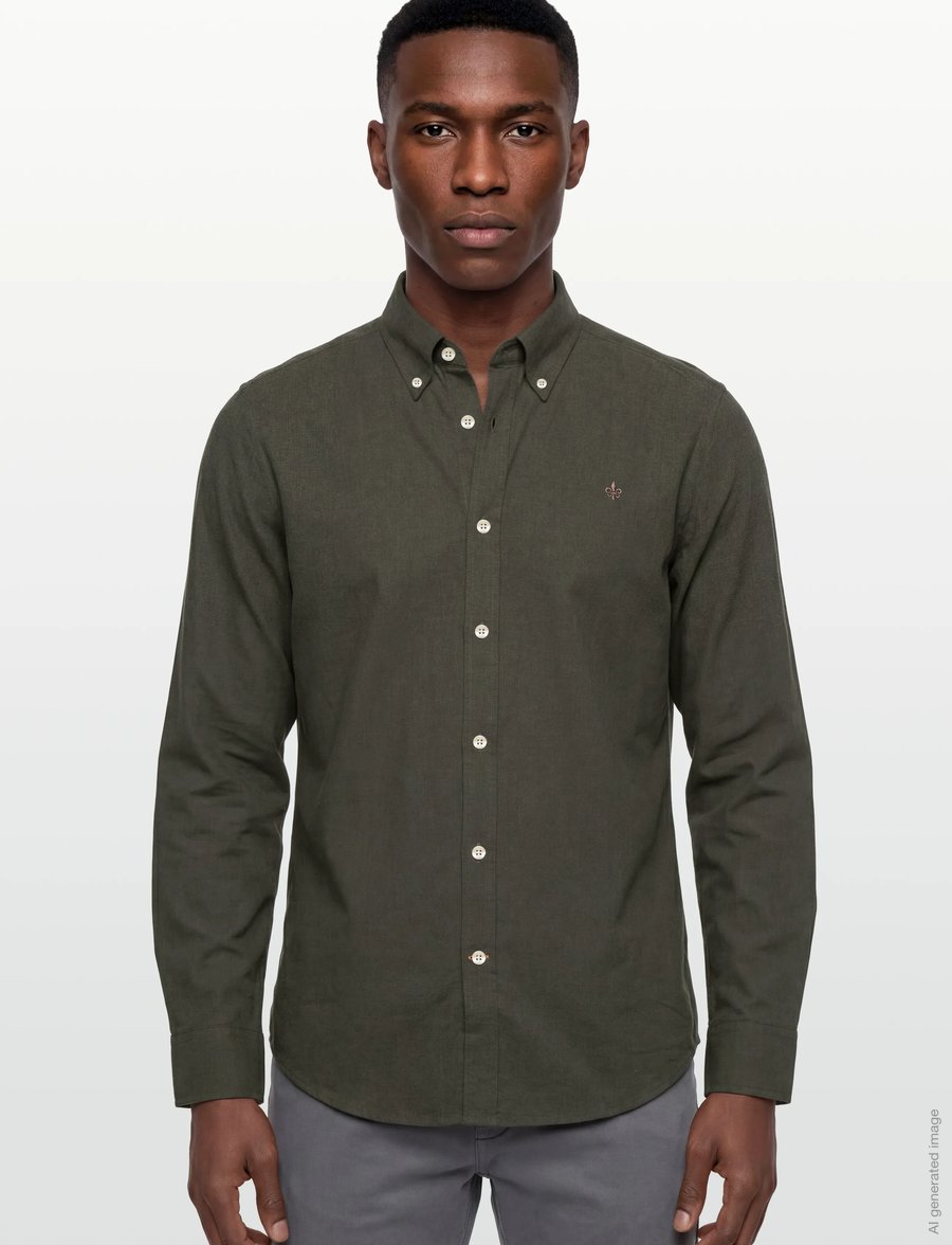 Morris - Watts Flannel Shirt-Slim Fit - oxford-hemden - olive - 3