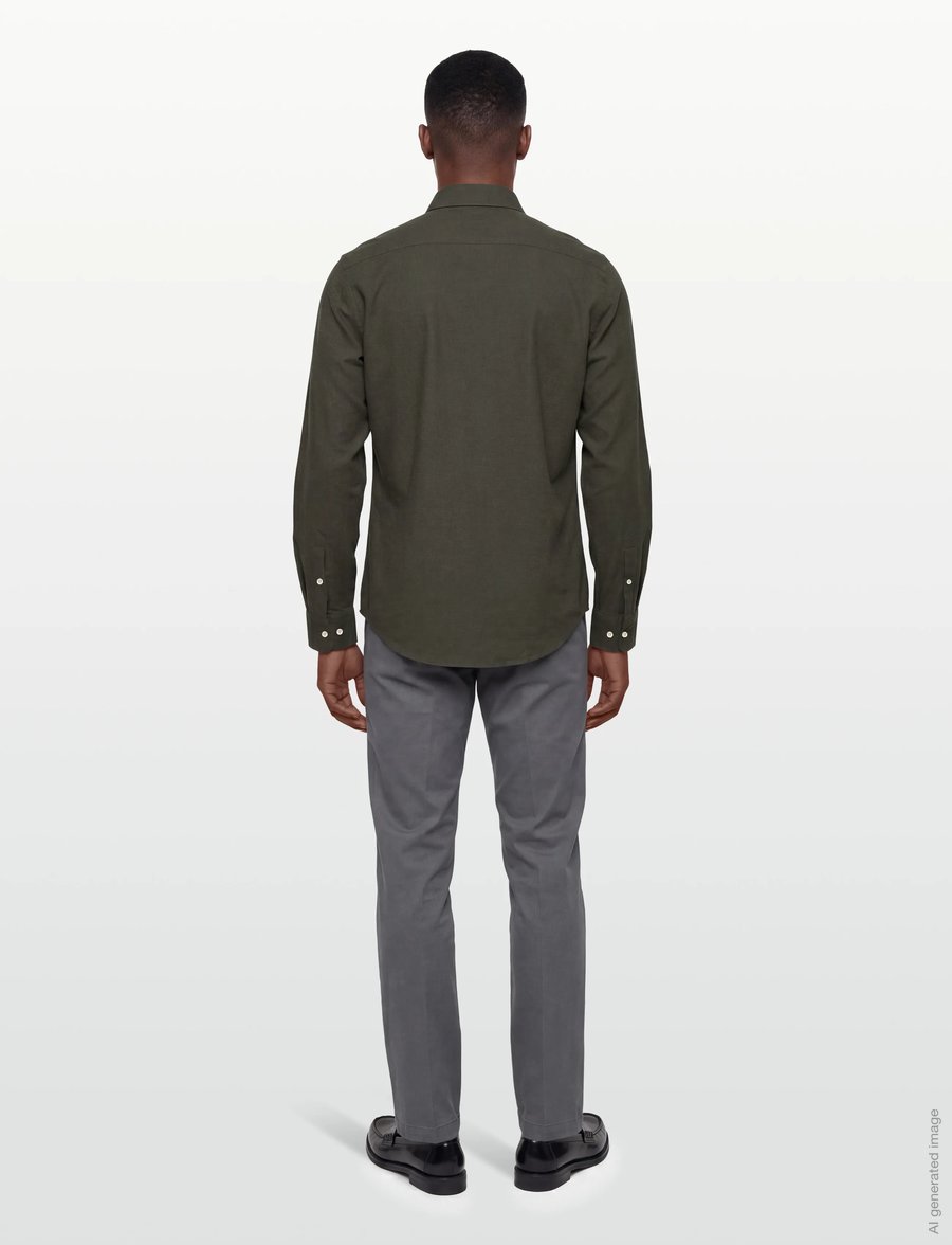 Morris - Watts Flannel Shirt-Slim Fit - oxford-hemden - olive - 4