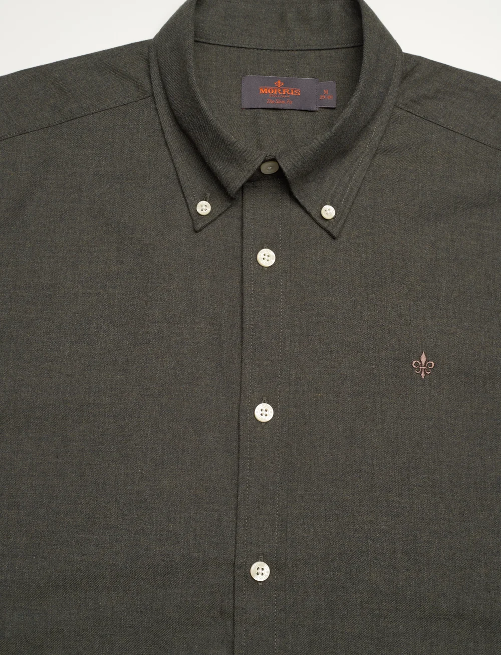 Morris - Watts Flannel Shirt-Slim Fit - oxford skjorter - olive - 2