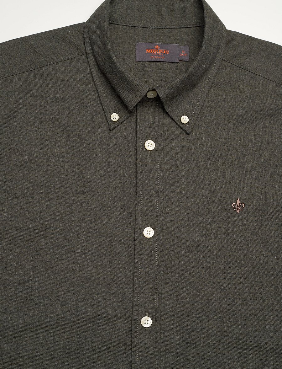 Morris - Watts Flannel Shirt-Slim Fit - oxford-hemden - olive - 2