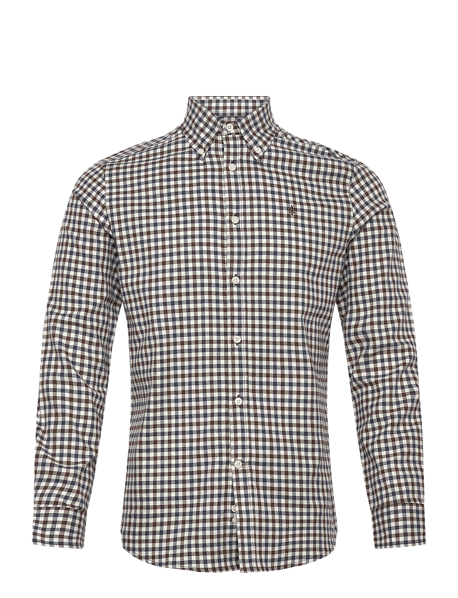 Morris - Watts Flannel Check Shirt-Slim Fit - flanellskjortor - brown - 1