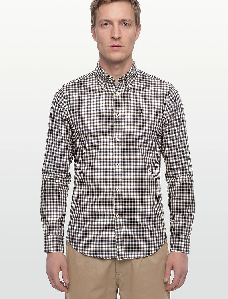 Morris - Watts Flannel Check Shirt-Slim Fit - flannel-skjorter - brown - 3