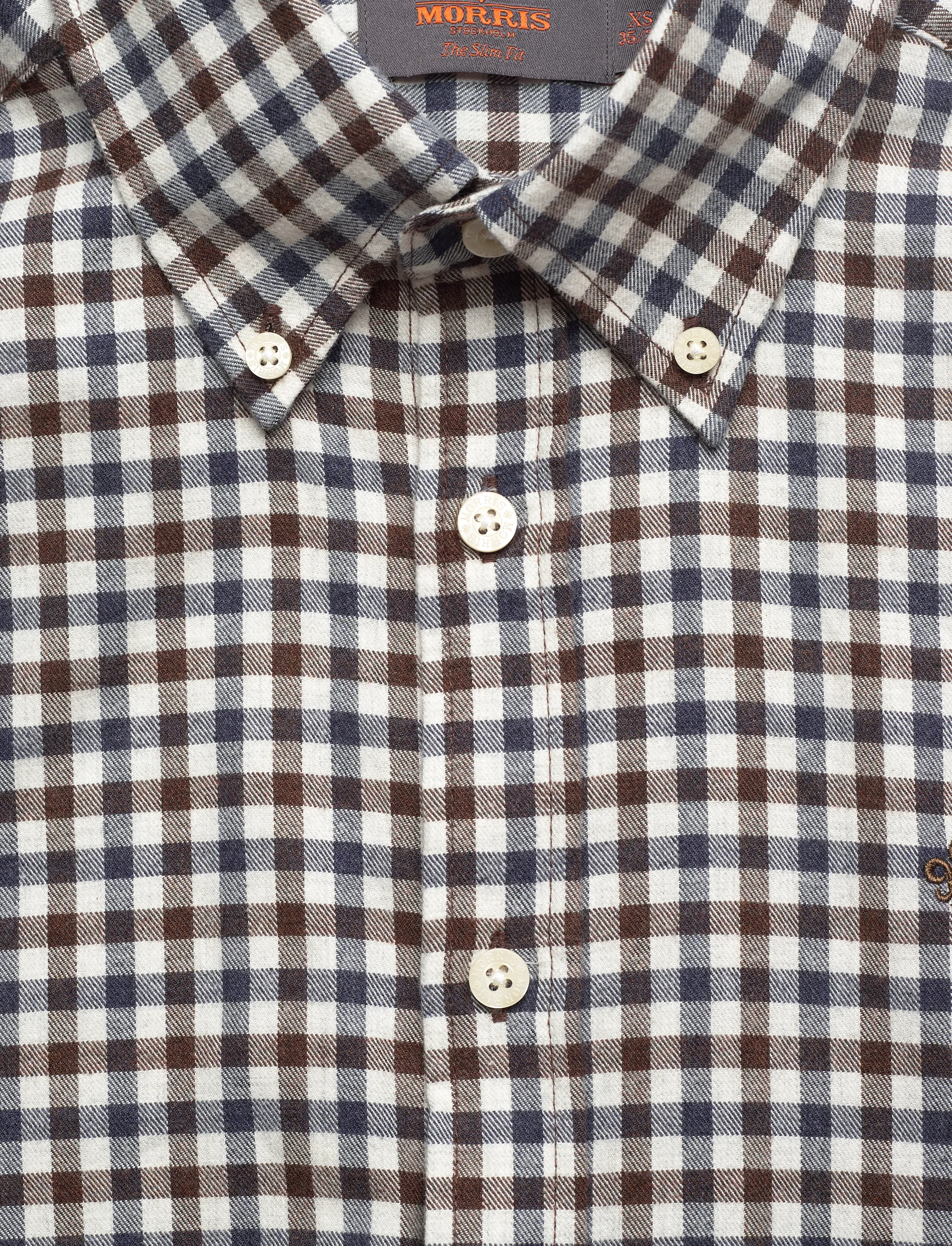 Morris - Watts Flannel Check Shirt-Slim Fit - flanellskjortor - brown - 5