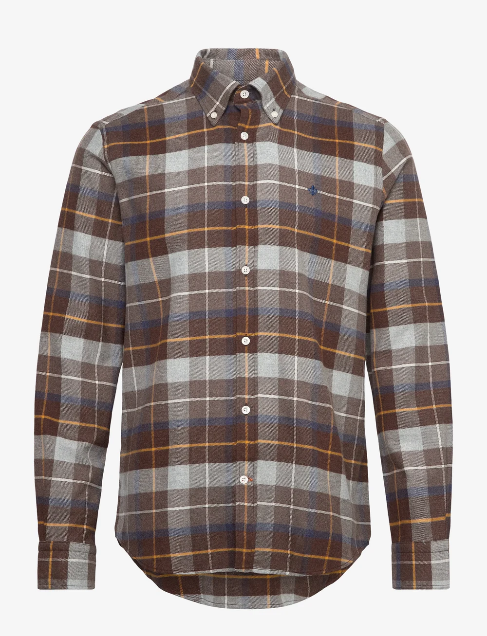 Morris - Big Check Flannel Shirt-Classic Fit - flanellskjorter - brown - 0