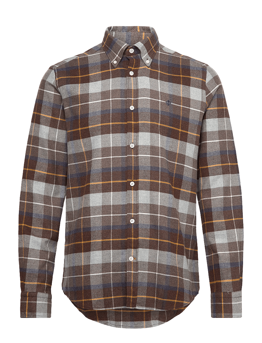 Morris - Big Check Flannel Shirt-Classic Fit - flanell-hemden - brown - 0