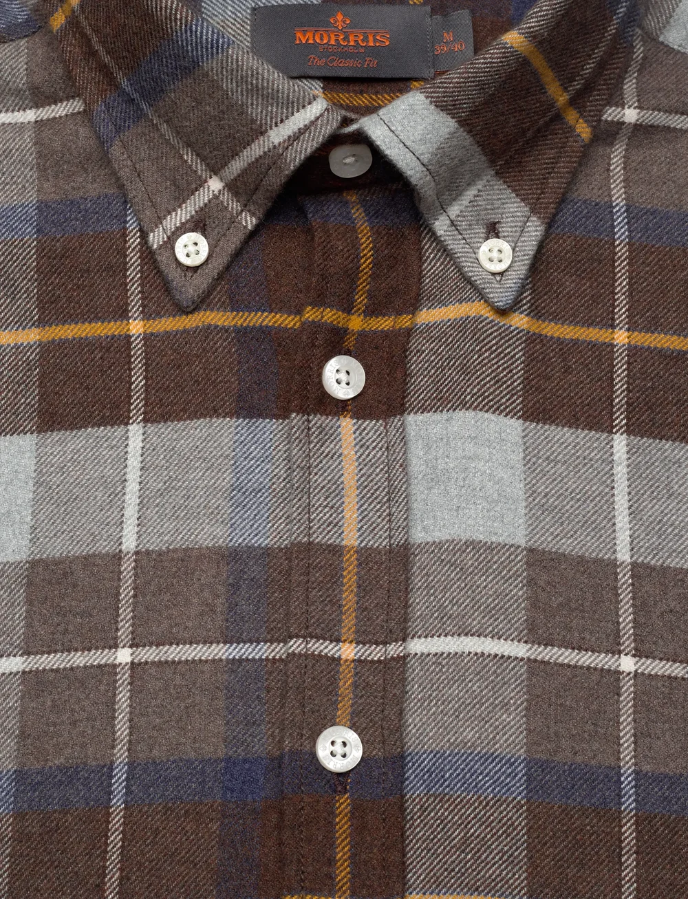 Morris - Big Check Flannel Shirt-Classic Fit - flanellskjorter - brown - 2