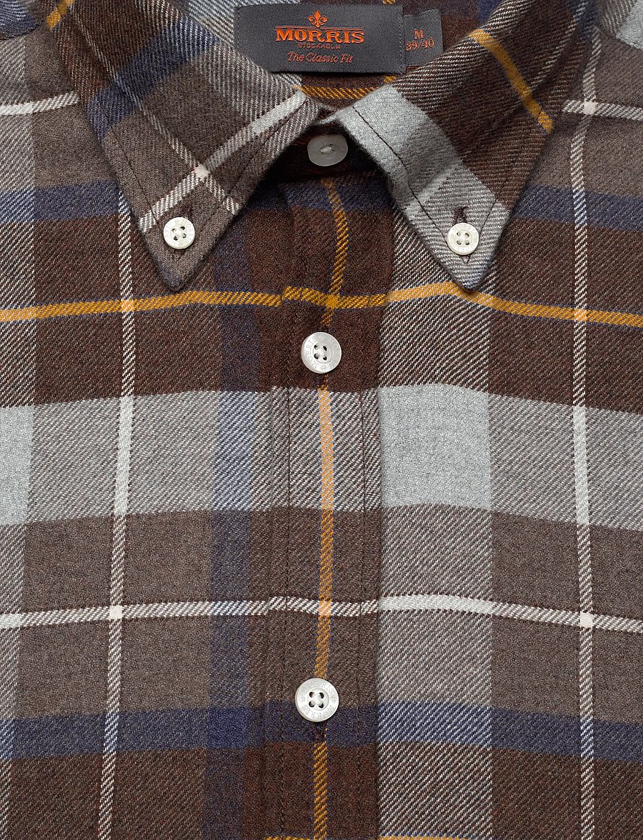 Morris - Big Check Flannel Shirt-Classic Fit - flanell-hemden - brown - 2