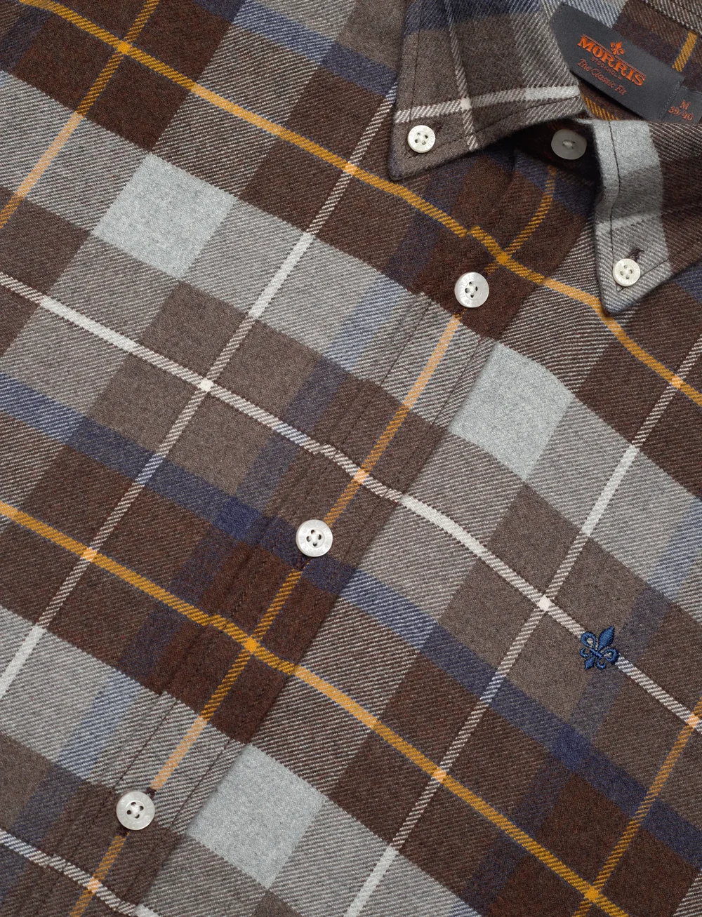 Morris - Big Check Flannel Shirt-Classic Fit - flanellskjorter - brown - 3