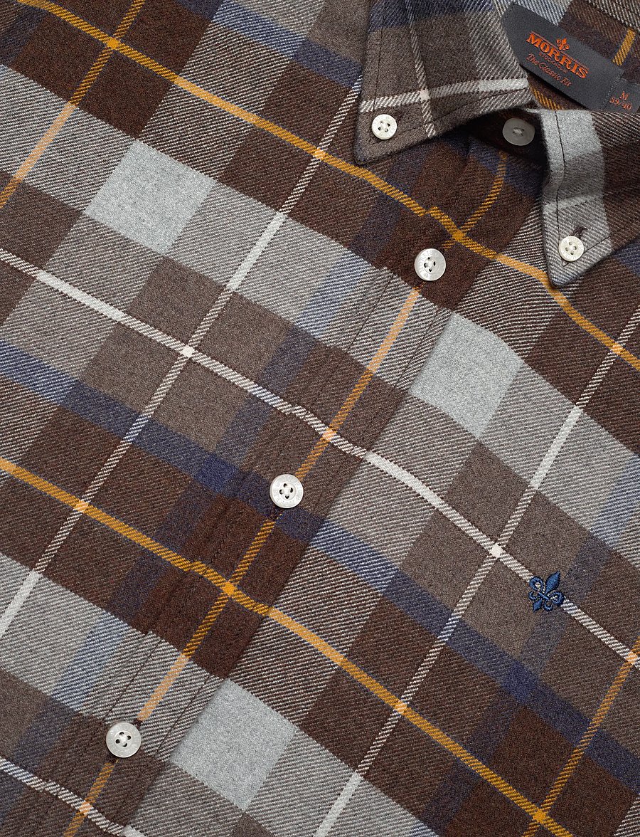 Morris - Big Check Flannel Shirt-Classic Fit - flanell-hemden - brown - 3