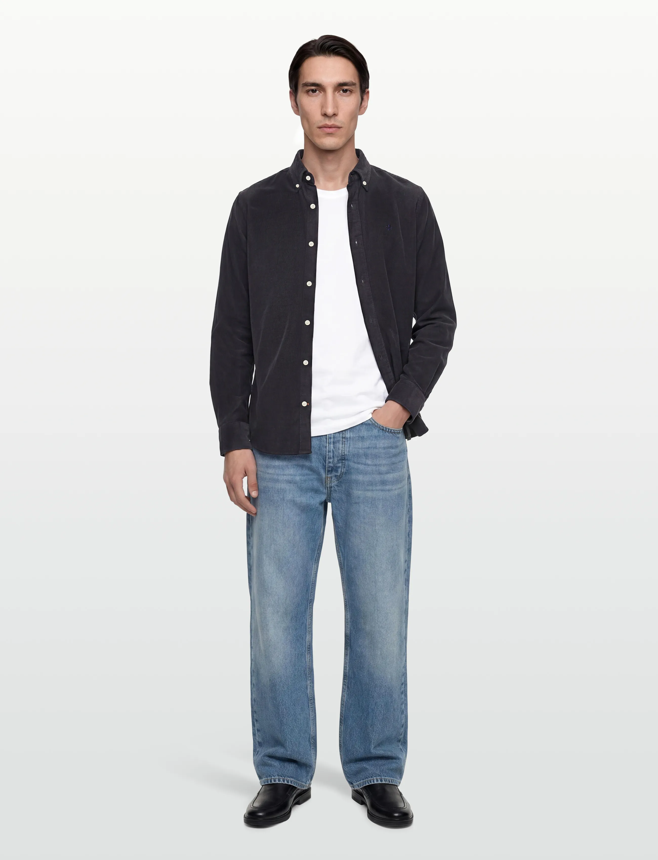 Morris Douglas Cord Shirt-Slim Fit, XS, Navy, Skjorter > Afslappet, Herre