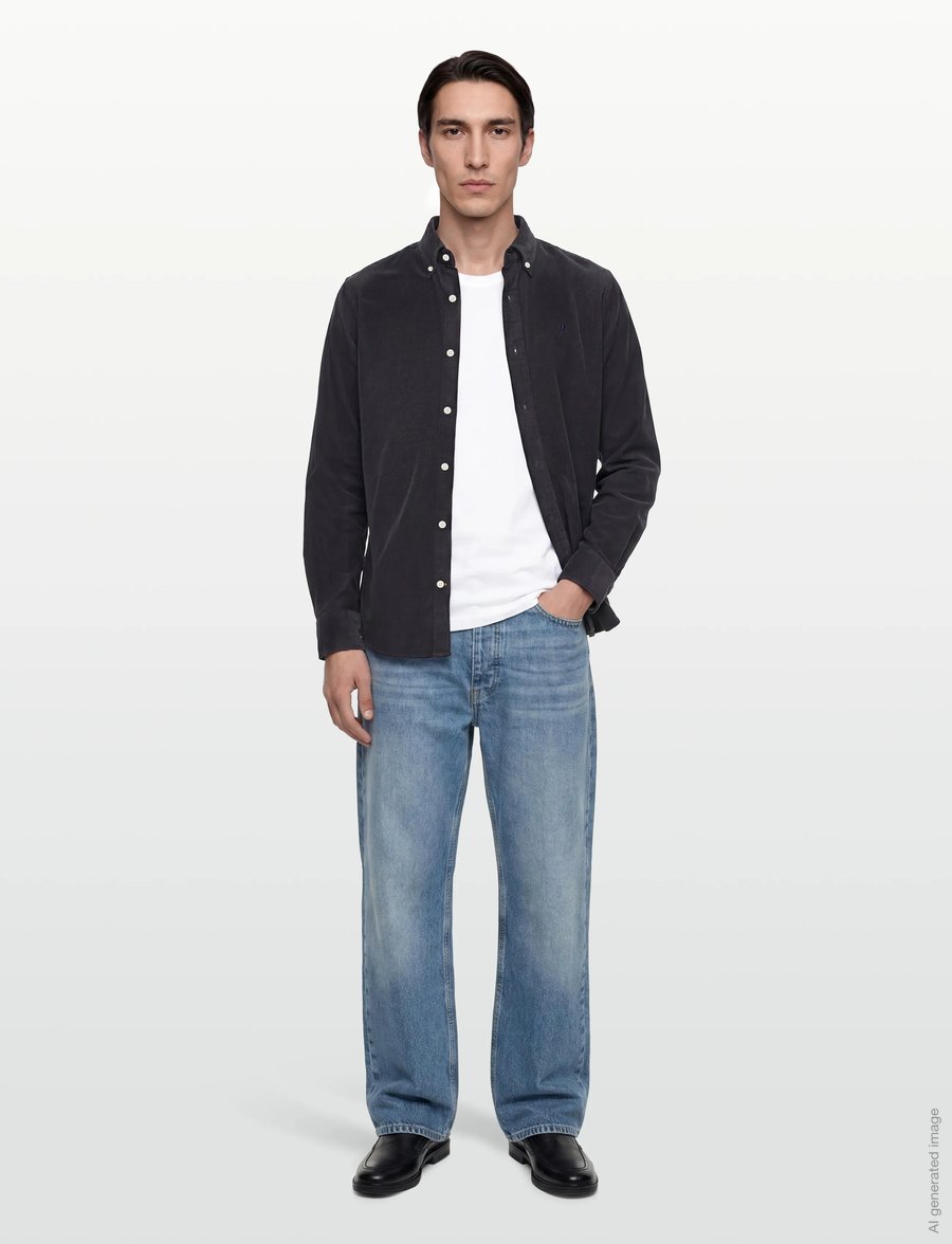 Morris - Douglas Cord Shirt-Slim Fit - cordhemden - blue - 0