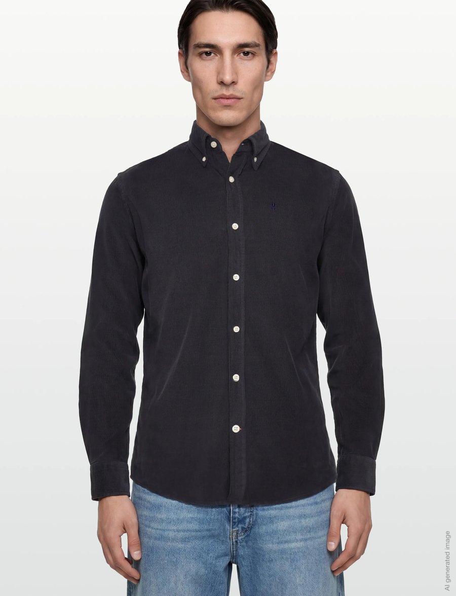 Morris - Douglas Cord Shirt-Slim Fit - cordhemden - blue - 3