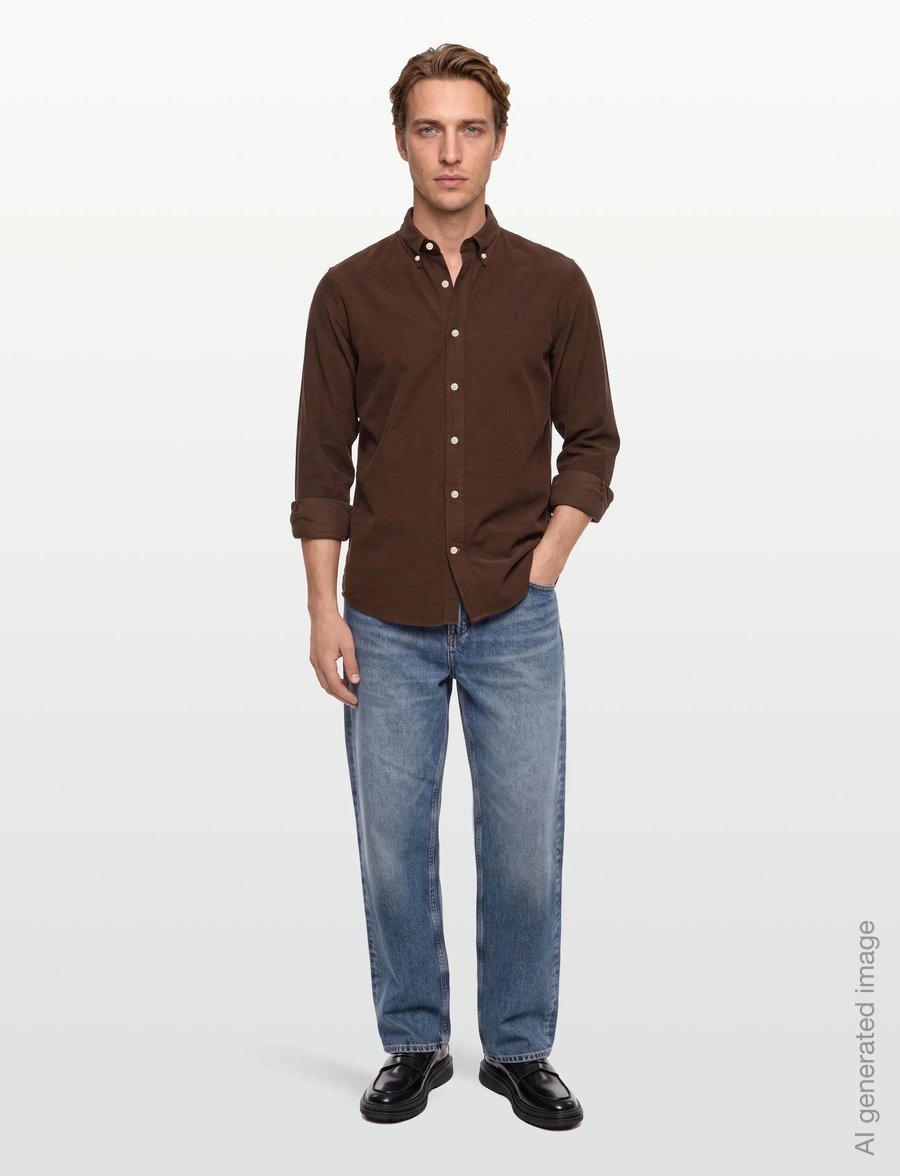 Morris - Douglas Cord Shirt-Slim Fit - velvetsärgid - brown - 0