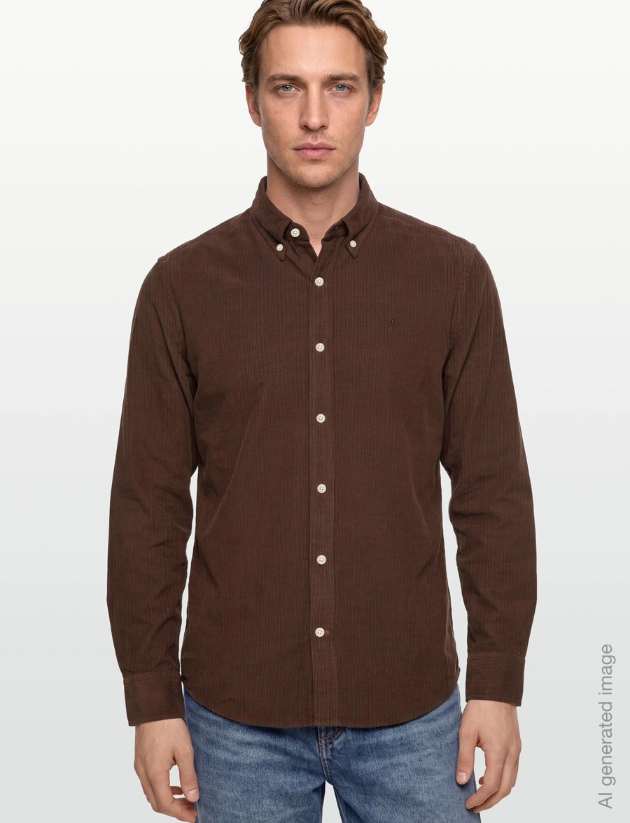 Morris - Douglas Cord Shirt-Slim Fit - velvetsärgid - brown - 3