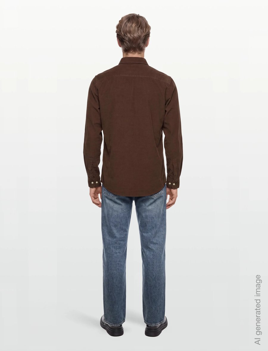 Morris - Douglas Cord Shirt-Slim Fit - velvetsärgid - brown - 4