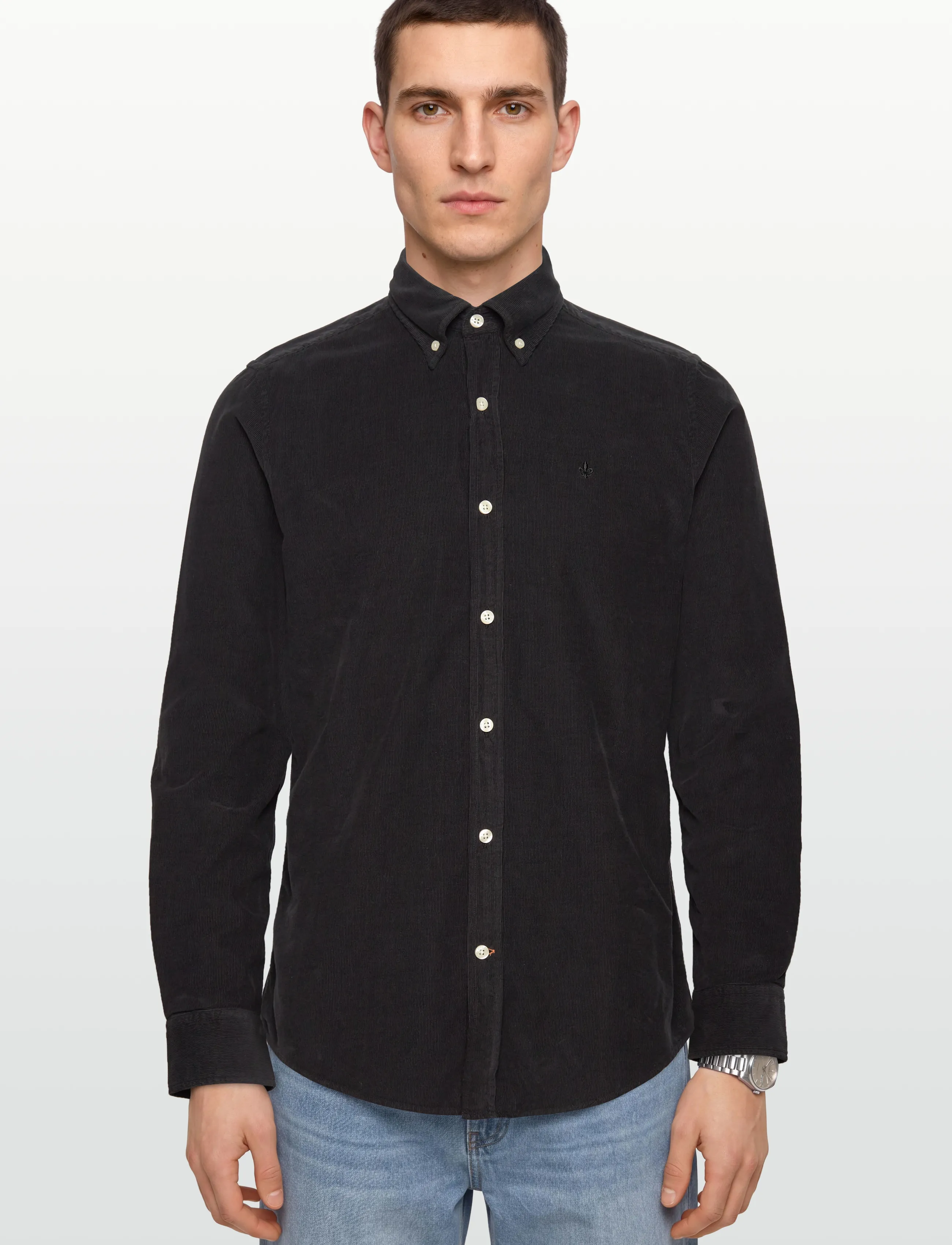 Morris - Douglas Cord Shirt-Slim Fit - corduroy shirts - grey - 3