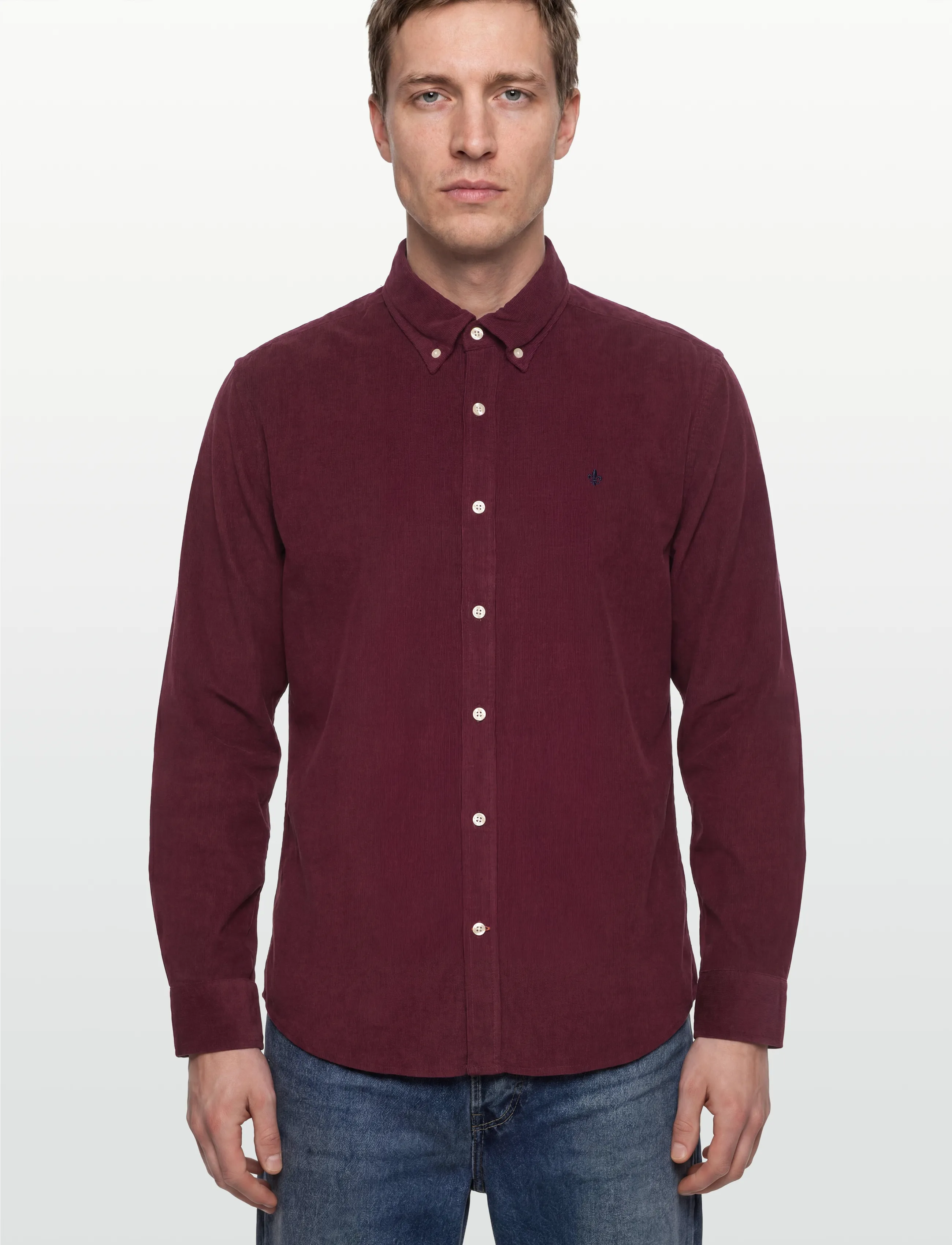 Morris - Douglas Cord Shirt-Slim Fit - velvet särgid - wine red - 3