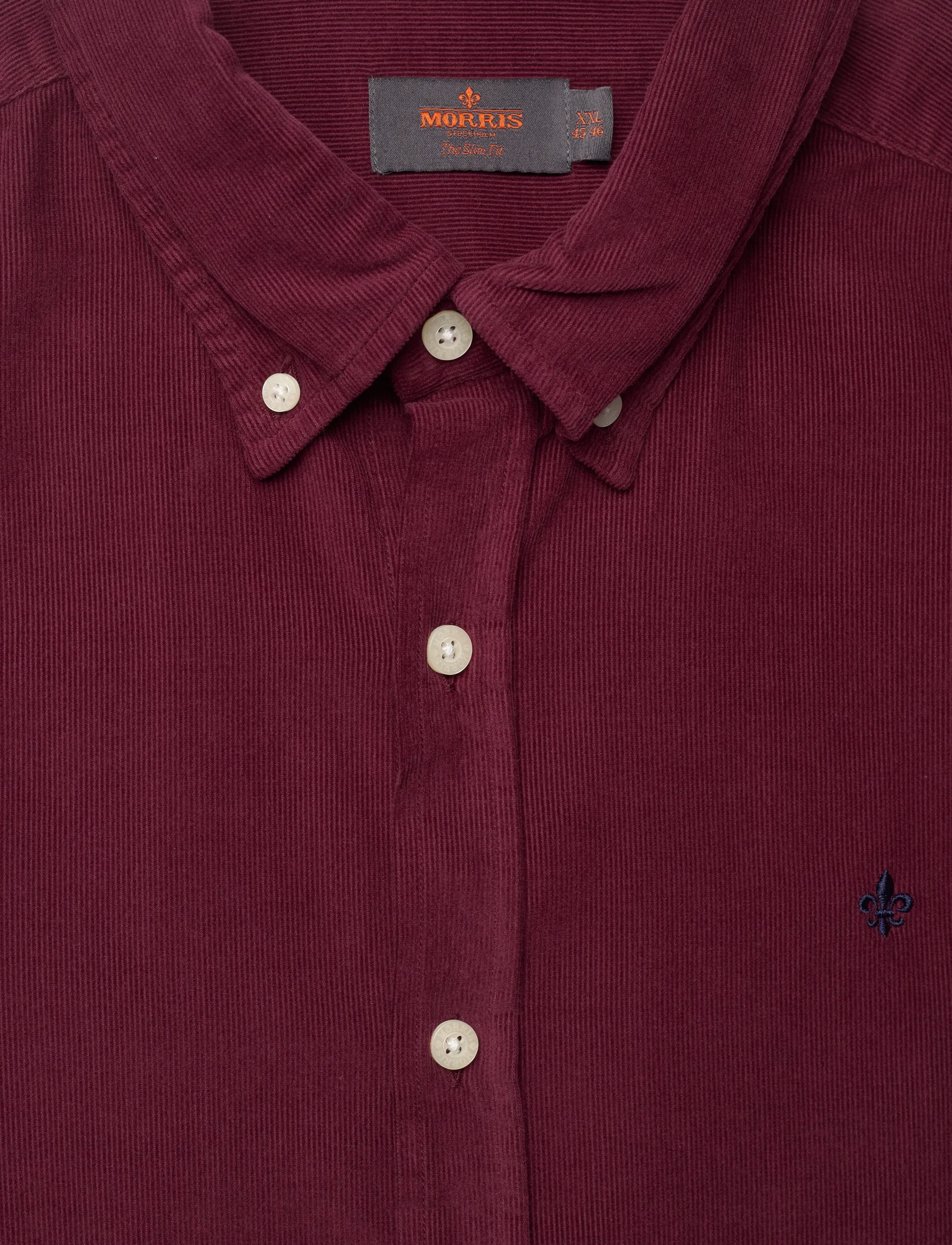 Morris - Douglas Cord Shirt-Slim Fit - velvet särgid - wine red - 5