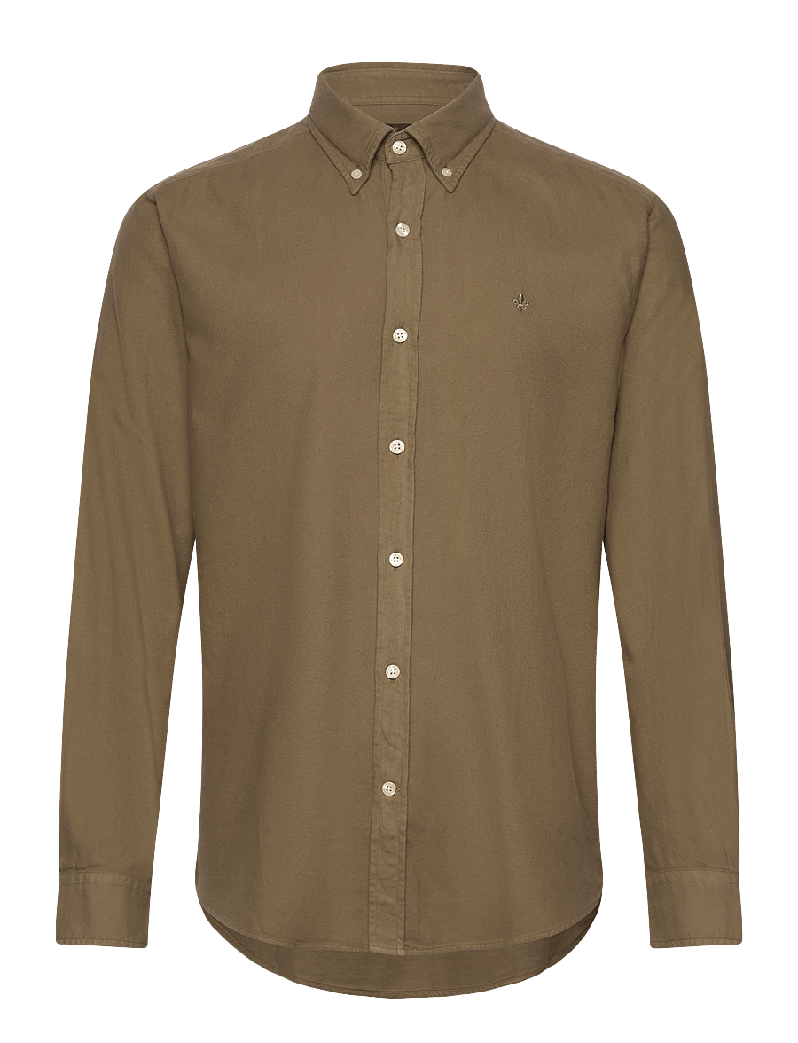 Morris - Brushed Twill Shirt-Classic Fit - olive - 0