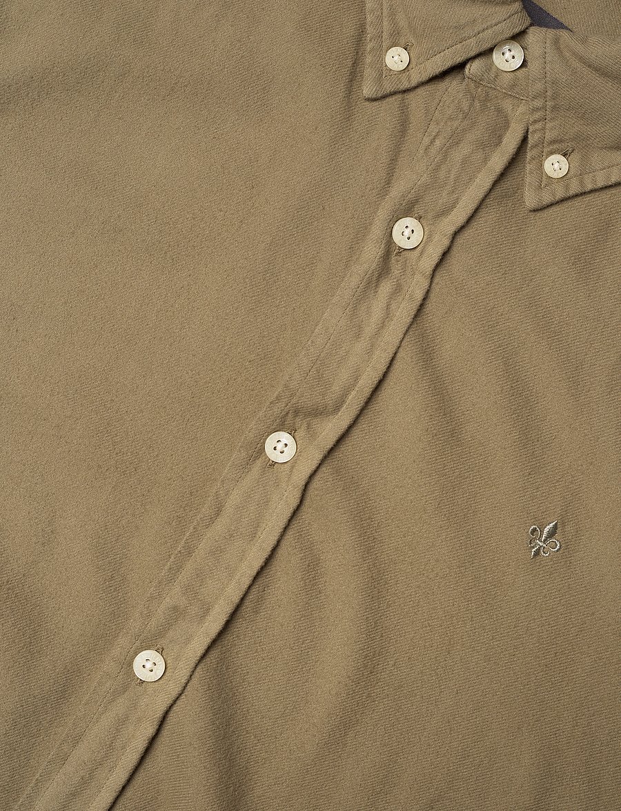Morris - Brushed Twill Shirt-Classic Fit - olive - 3