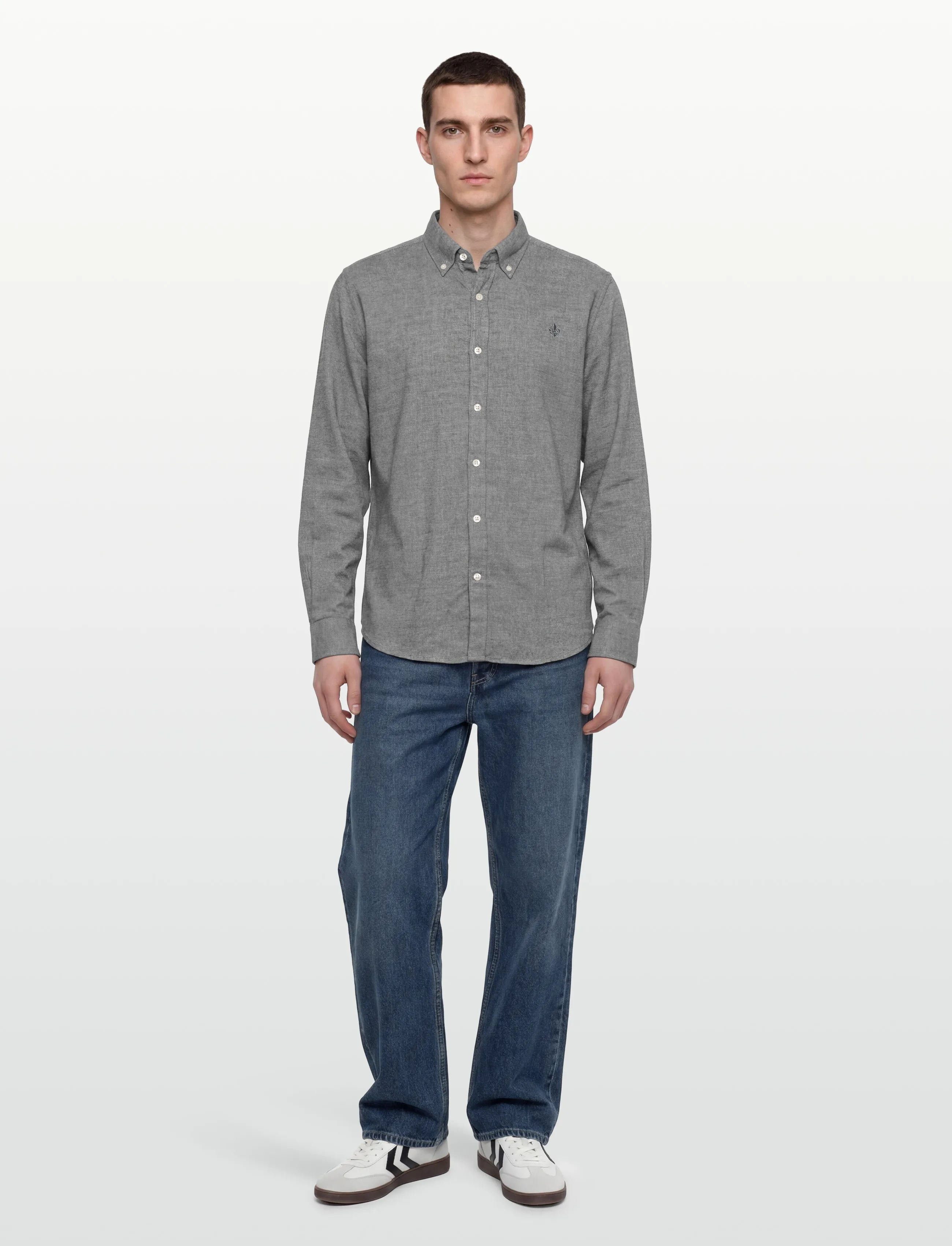 Morris Flannel Donegal Shirt-Slim Fit, XXL, Grey, Skjorter > Afslappet Shirts, Herre