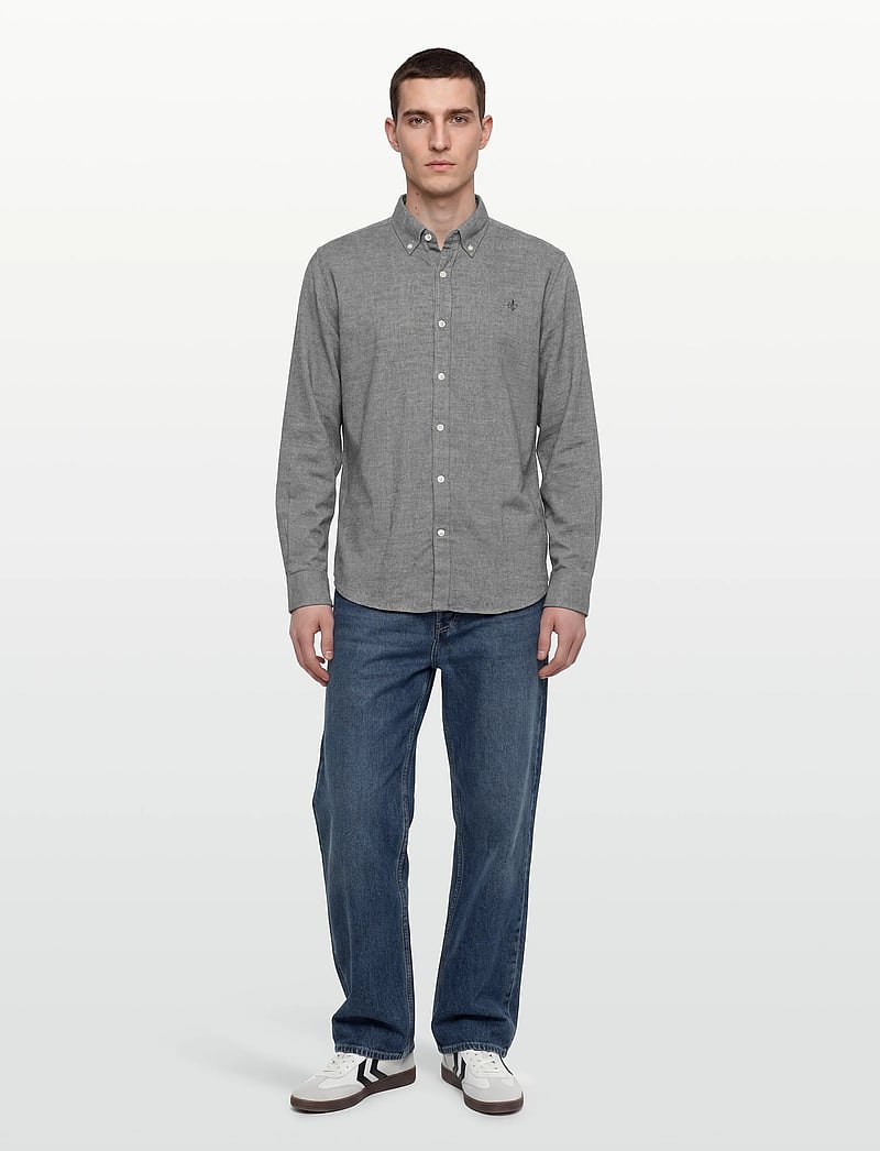 Morris - Flannel Donegal Shirt-Slim Fit - flannel-skjorter - grey - 0