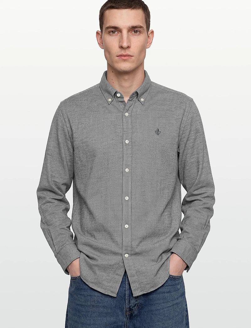 Morris - Flannel Donegal Shirt-Slim Fit - flannel-skjorter - grey - 3