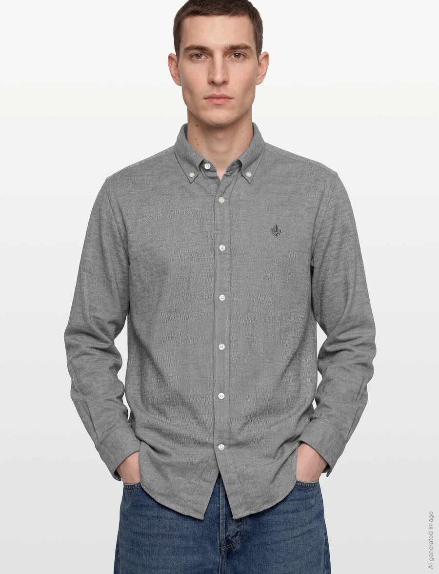 Morris - Flannel Donegal Shirt-Slim Fit - flanell-hemden - grey - 3