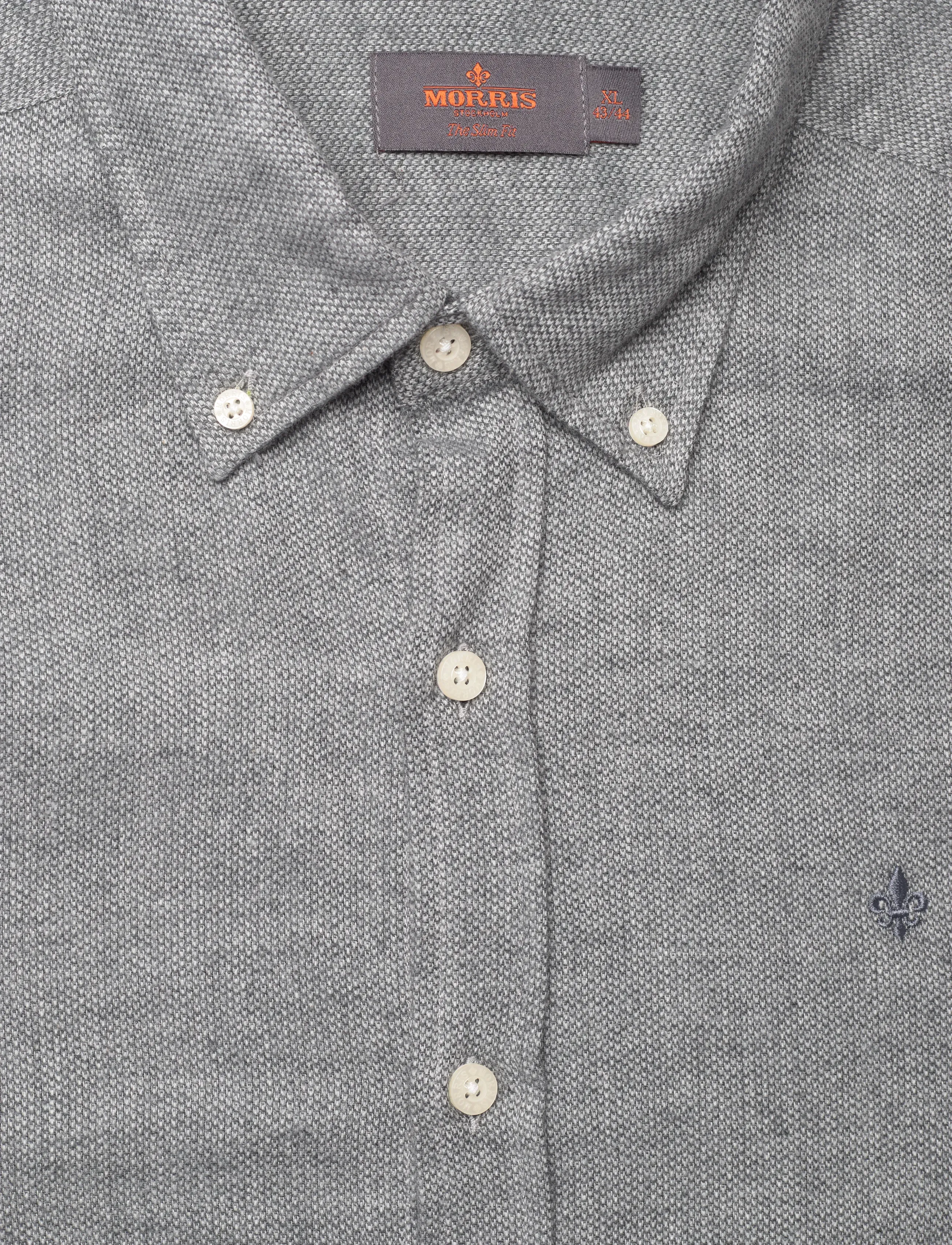 Morris - Flannel Donegal Shirt-Slim Fit - flanellskjortor - grey - 5