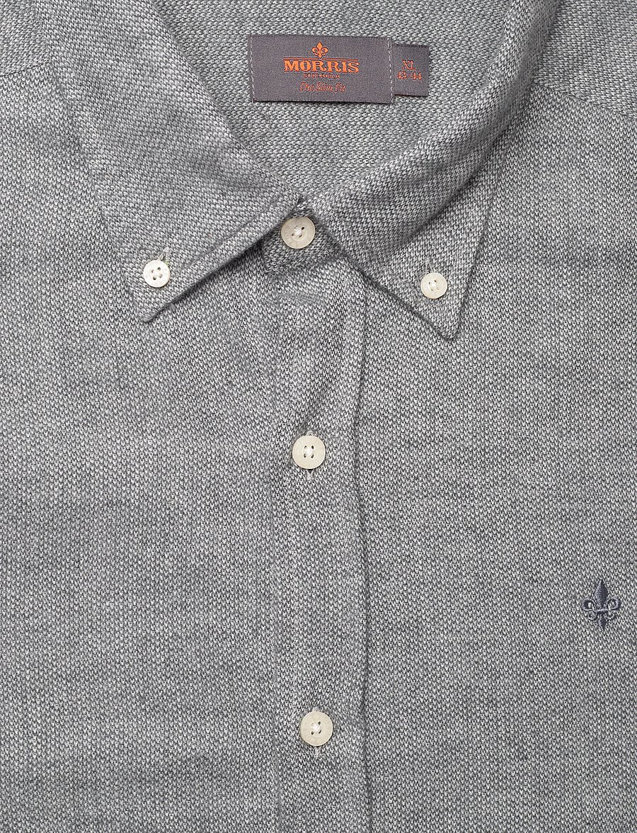Morris - Flannel Donegal Shirt-Slim Fit - flanell-hemden - grey - 5