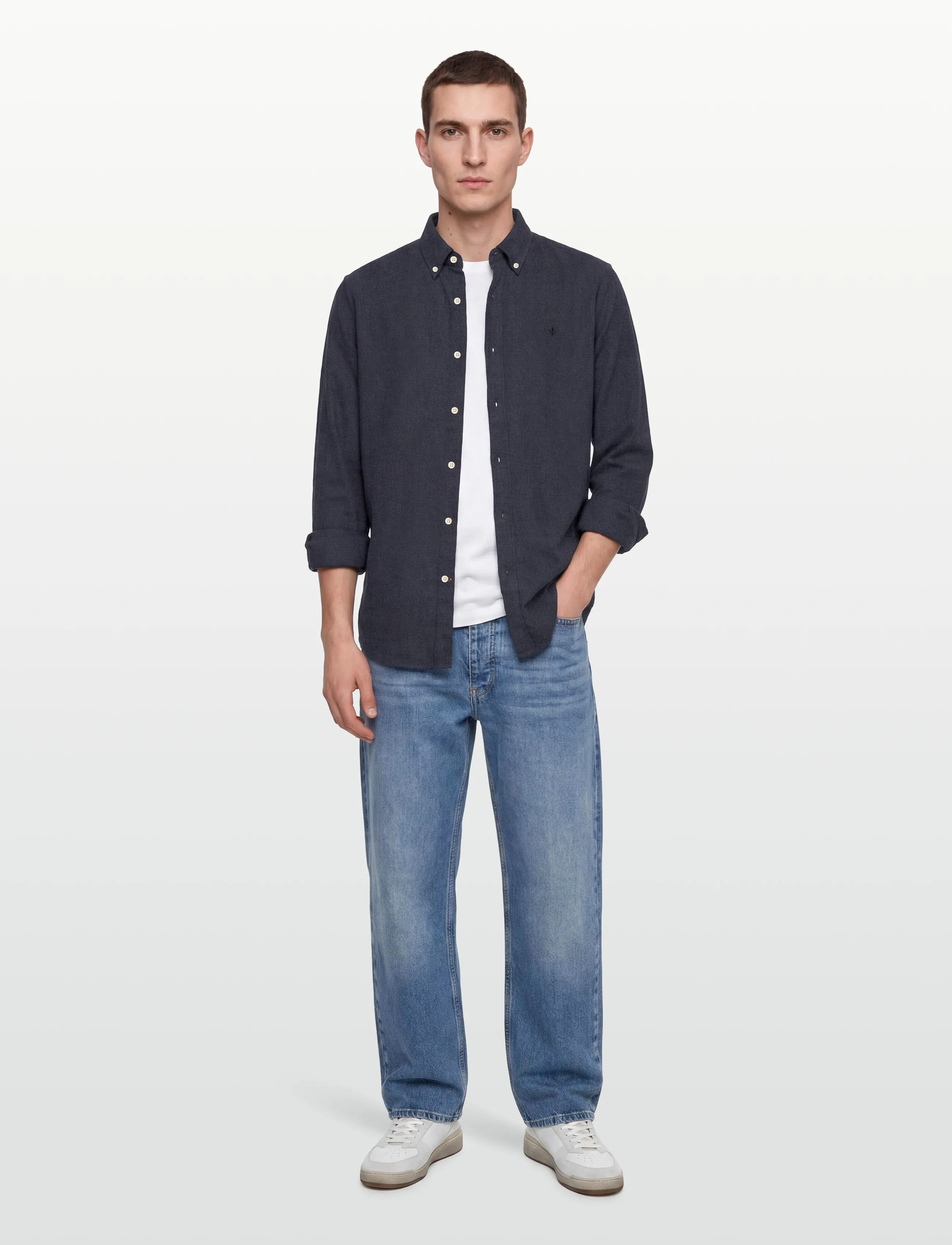 Morris Flannel Donegal Shirt-Slim Fit - Casual skjortor - NAVY / navy