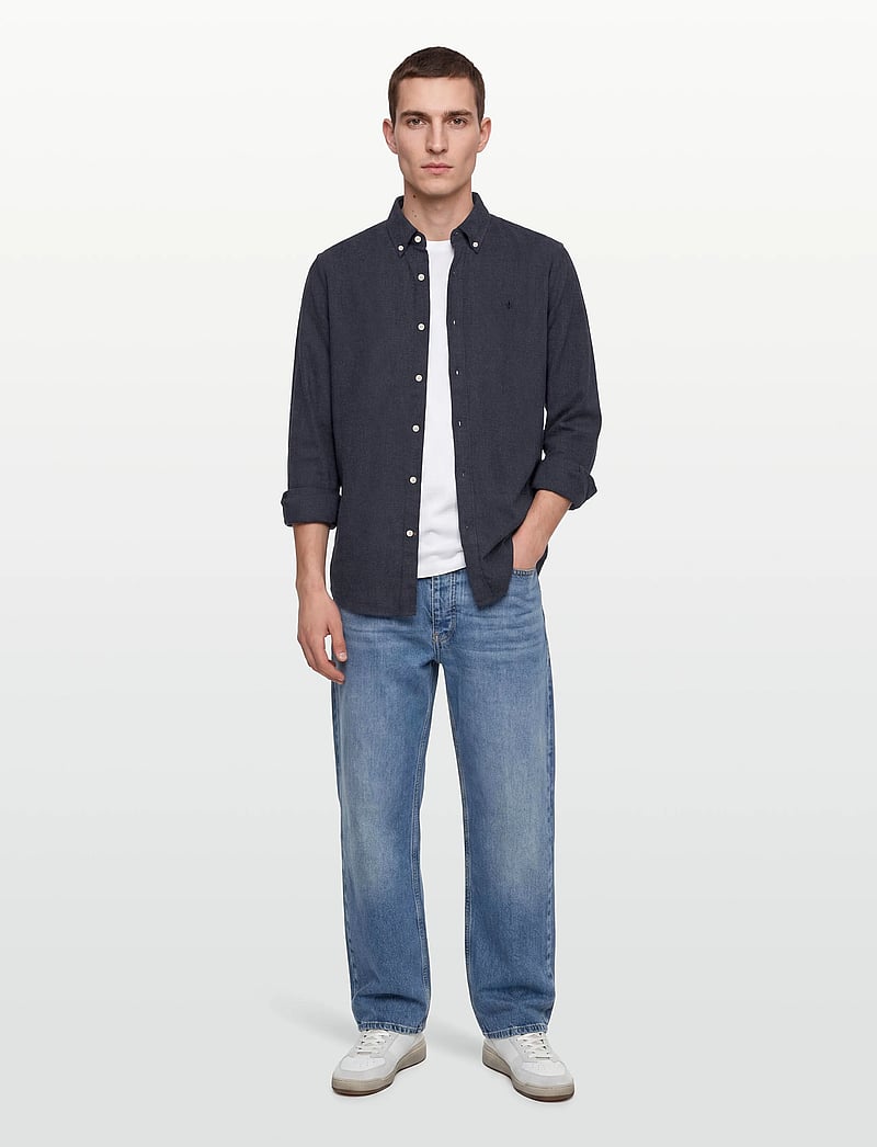 Morris - Flannel Donegal Shirt-Slim Fit - flannel-skjorter - navy - 0