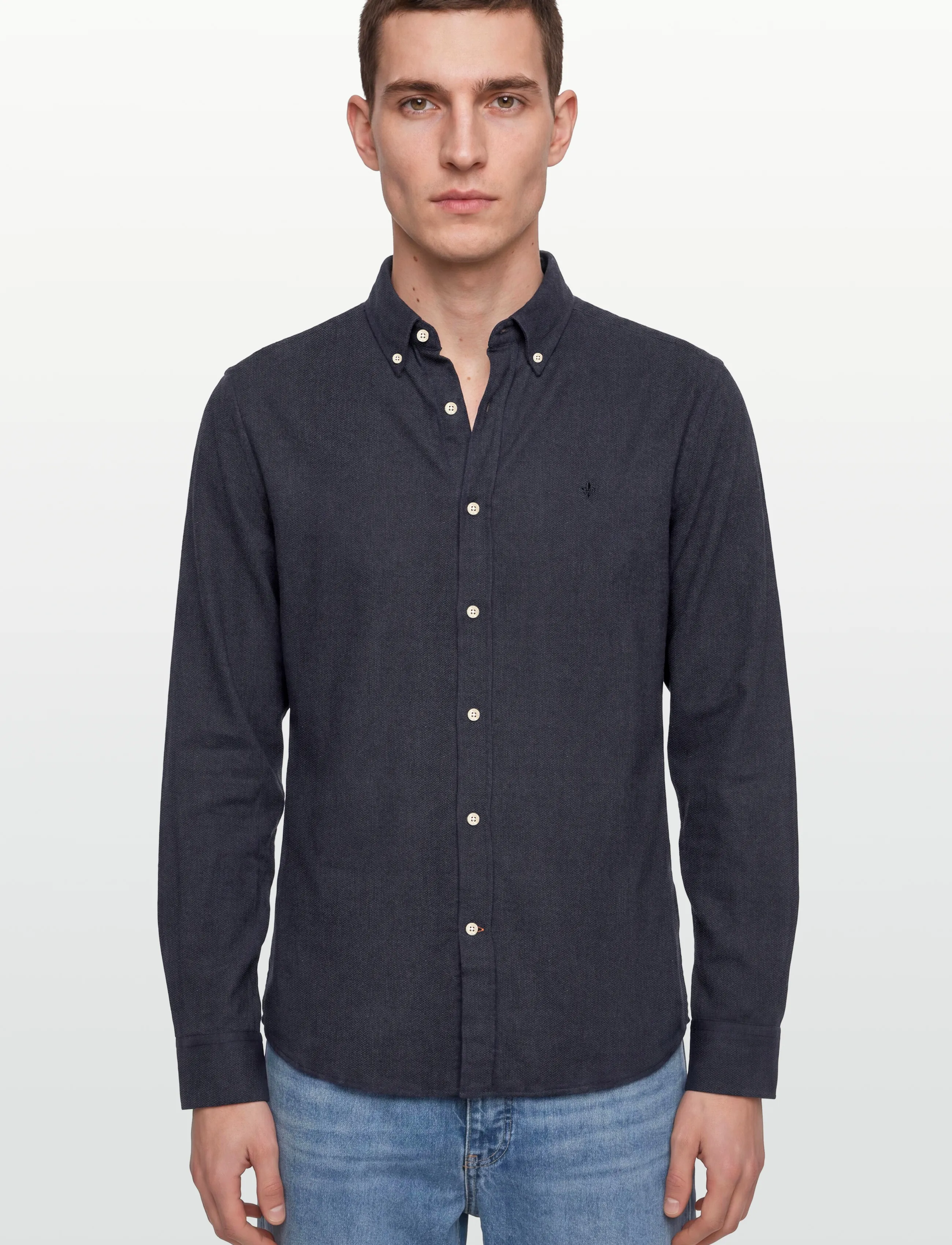 Morris - Flannel Donegal Shirt-Slim Fit - flanellskjortor - navy - 3