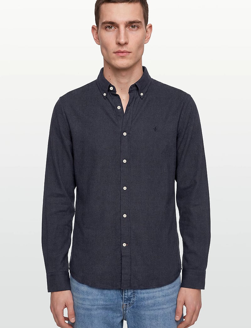 Morris - Flannel Donegal Shirt-Slim Fit - flannel-skjorter - navy - 3